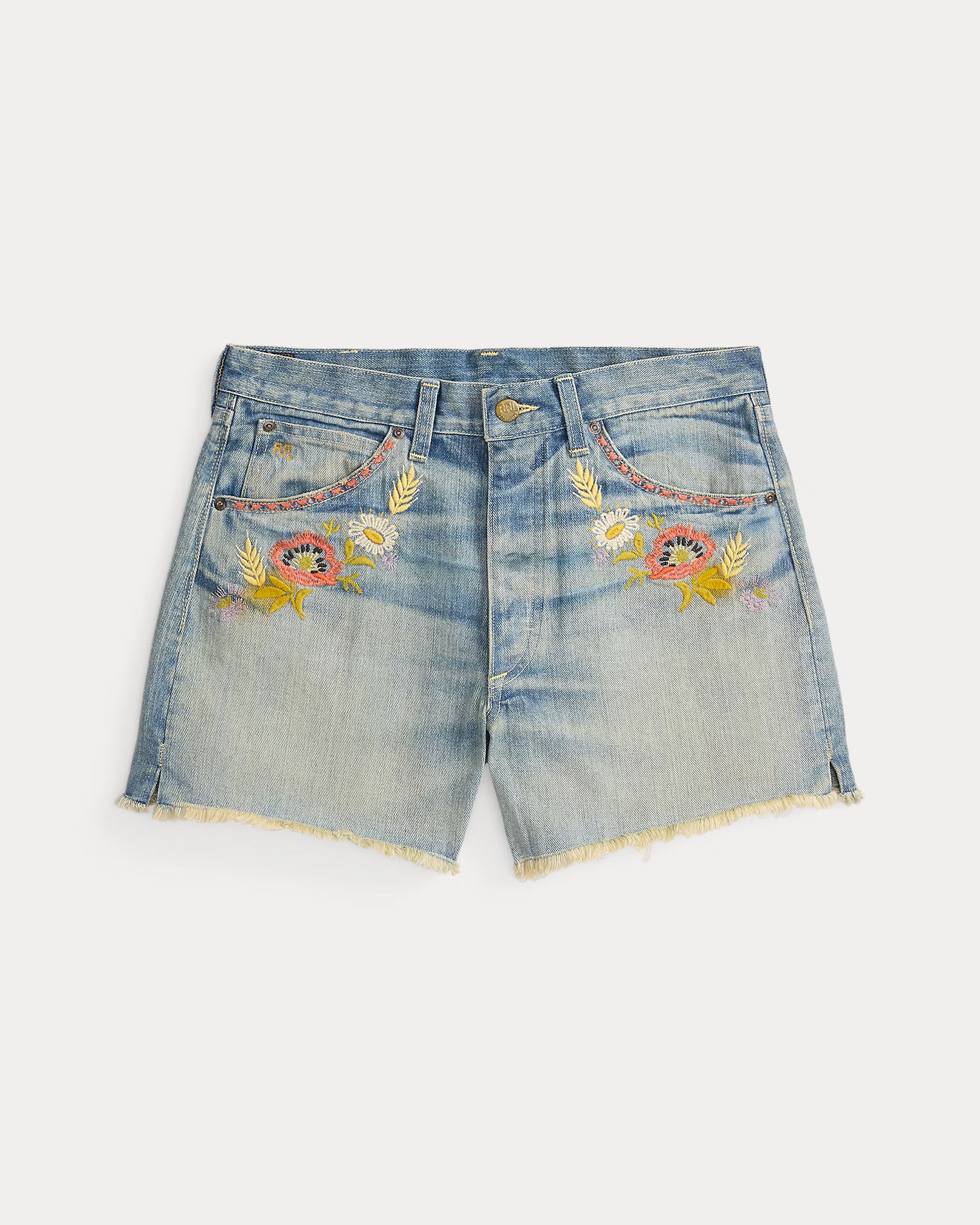 RRL Floral-Embroidered Denim Short