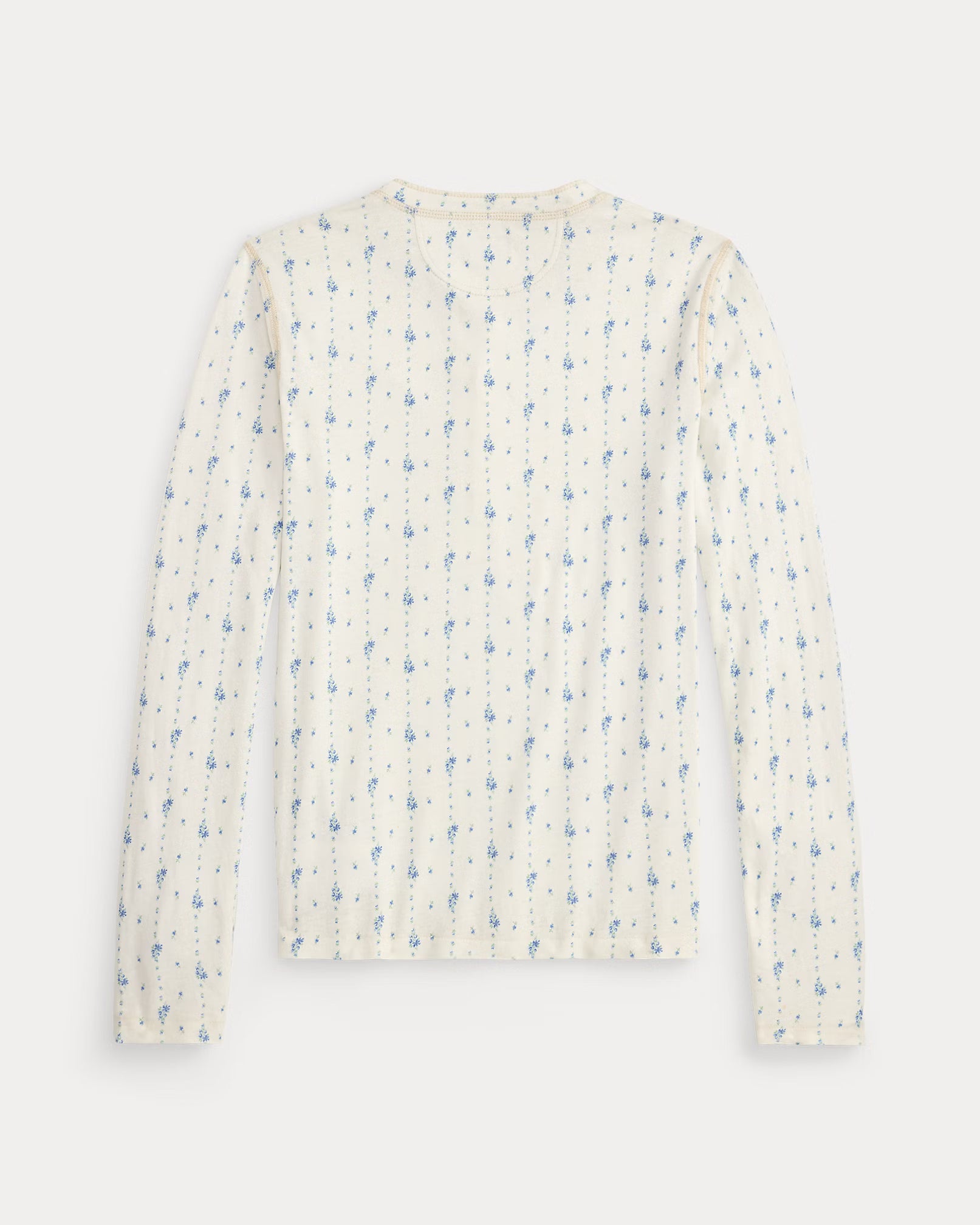 Floral Linen-Cotton Henley Shirt