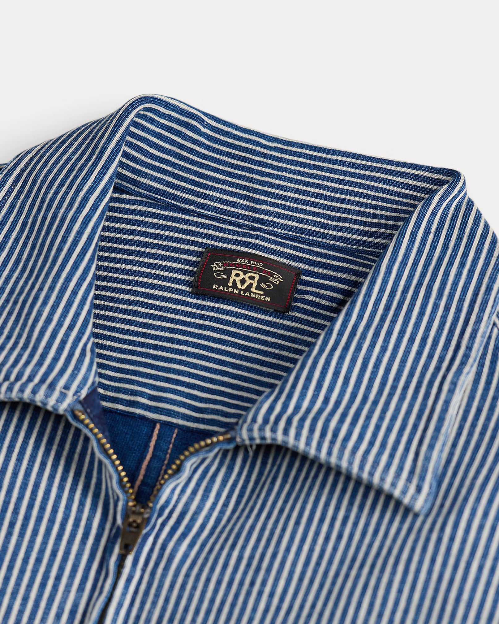RRL Indigo Striped Cotton-Linen Jumpsuit