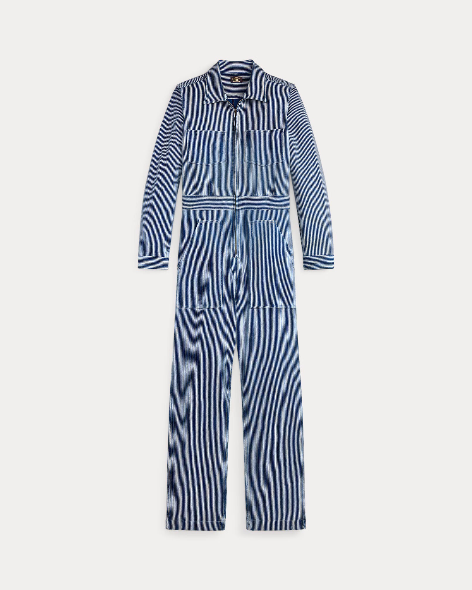RRL Indigo Striped Cotton-Linen Jumpsuit