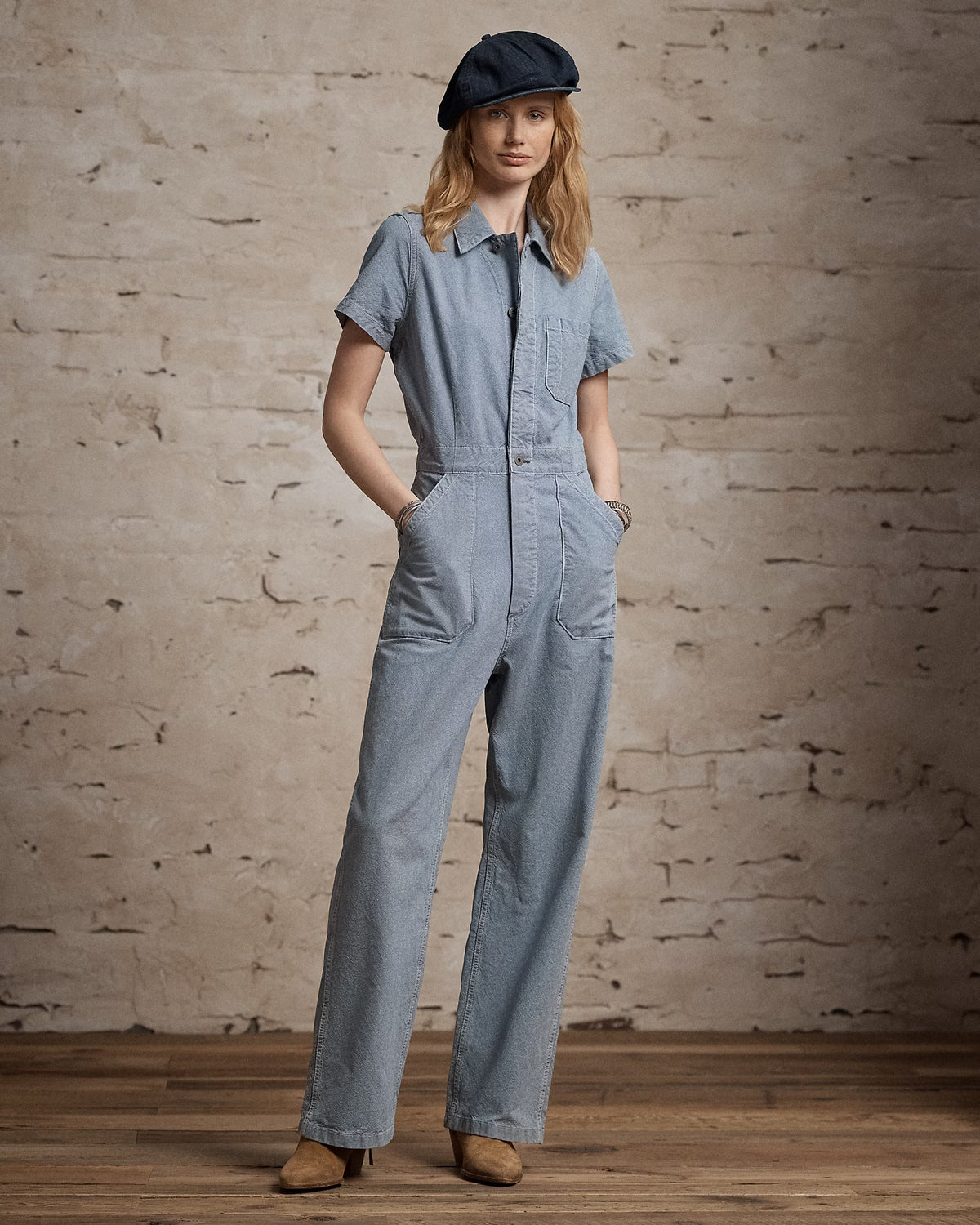RRL Indigo Pincheck Cotton Coverall