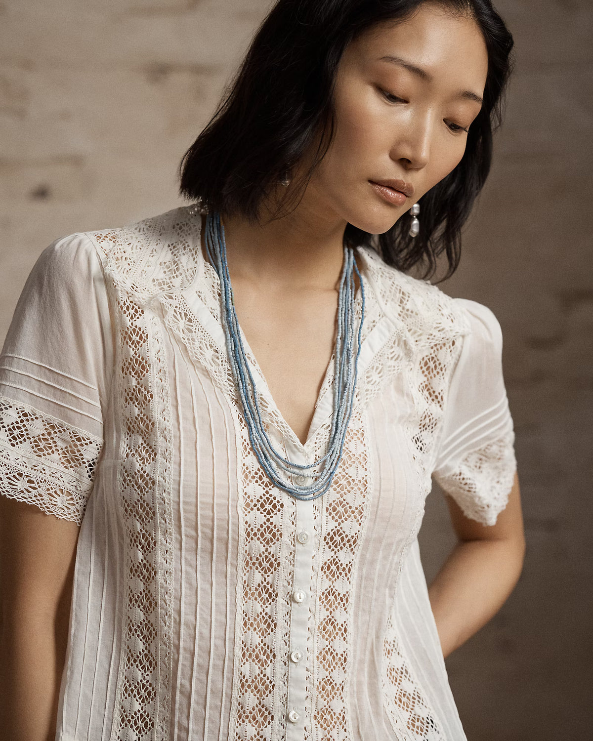 RRL Lace-Trimmed Cotton Voile Blouse