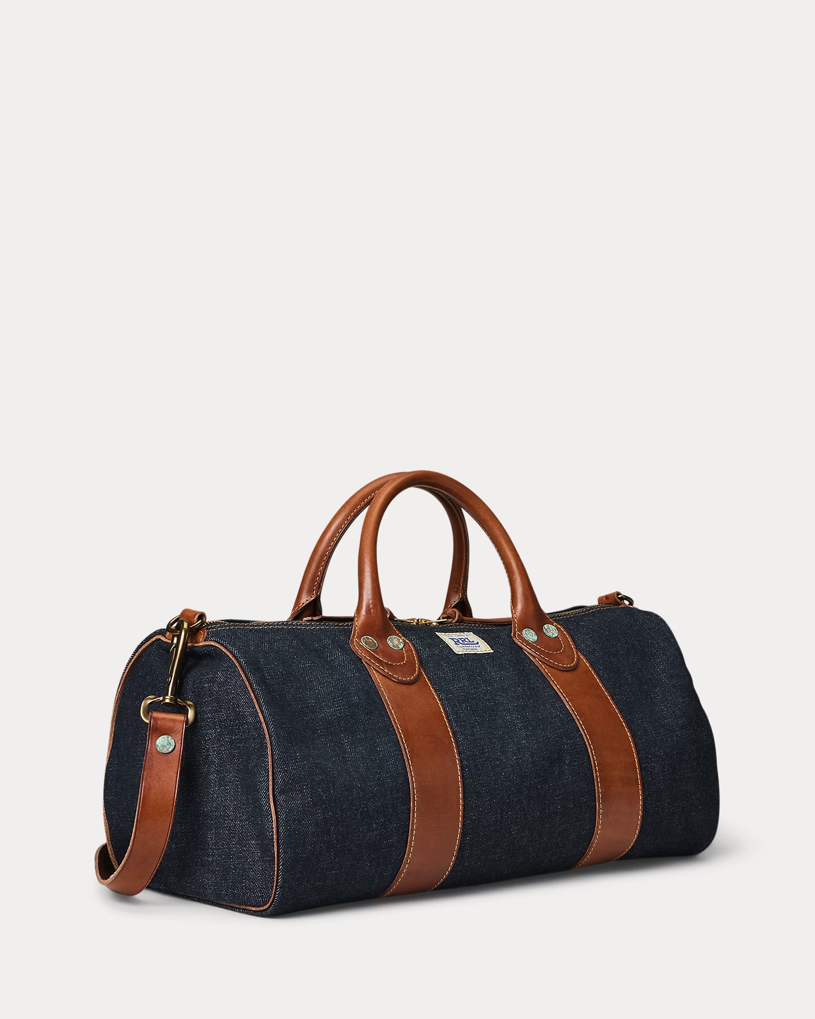 RRL Leather-Trim Indigo Denim Duffel