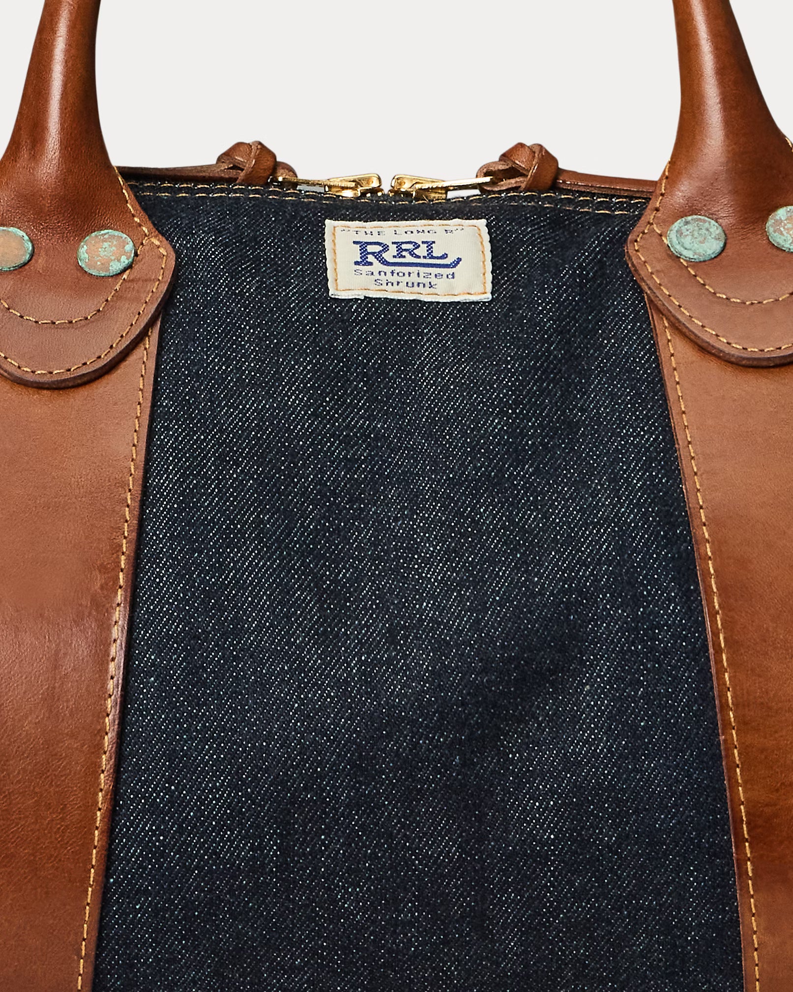 RRL Leather-Trim Indigo Denim Duffel