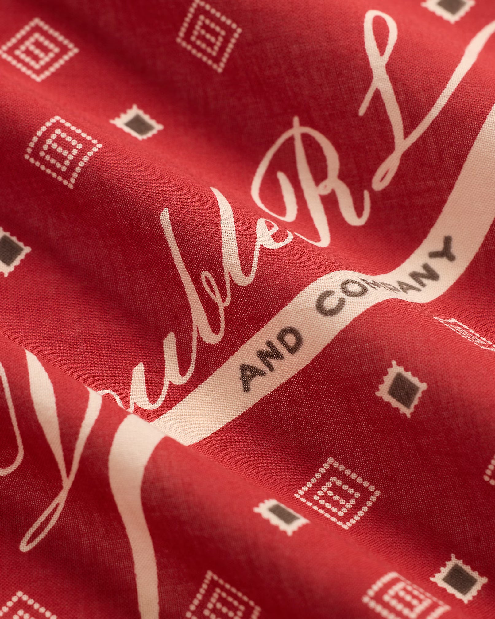 Logo Cotton Bandanna - Red/Cream/Brown