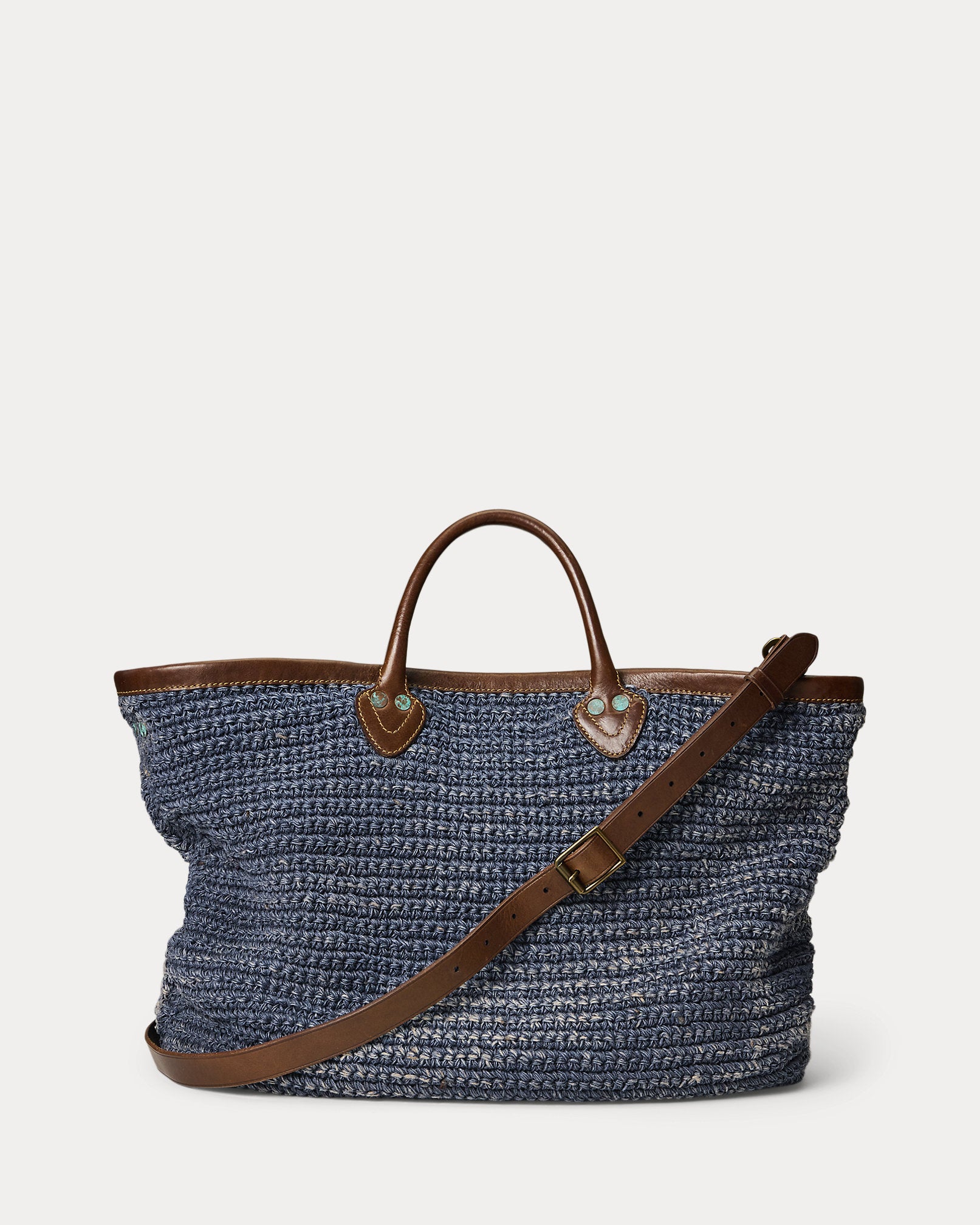 RRL Leather-Trim Handwoven Indigo Tote