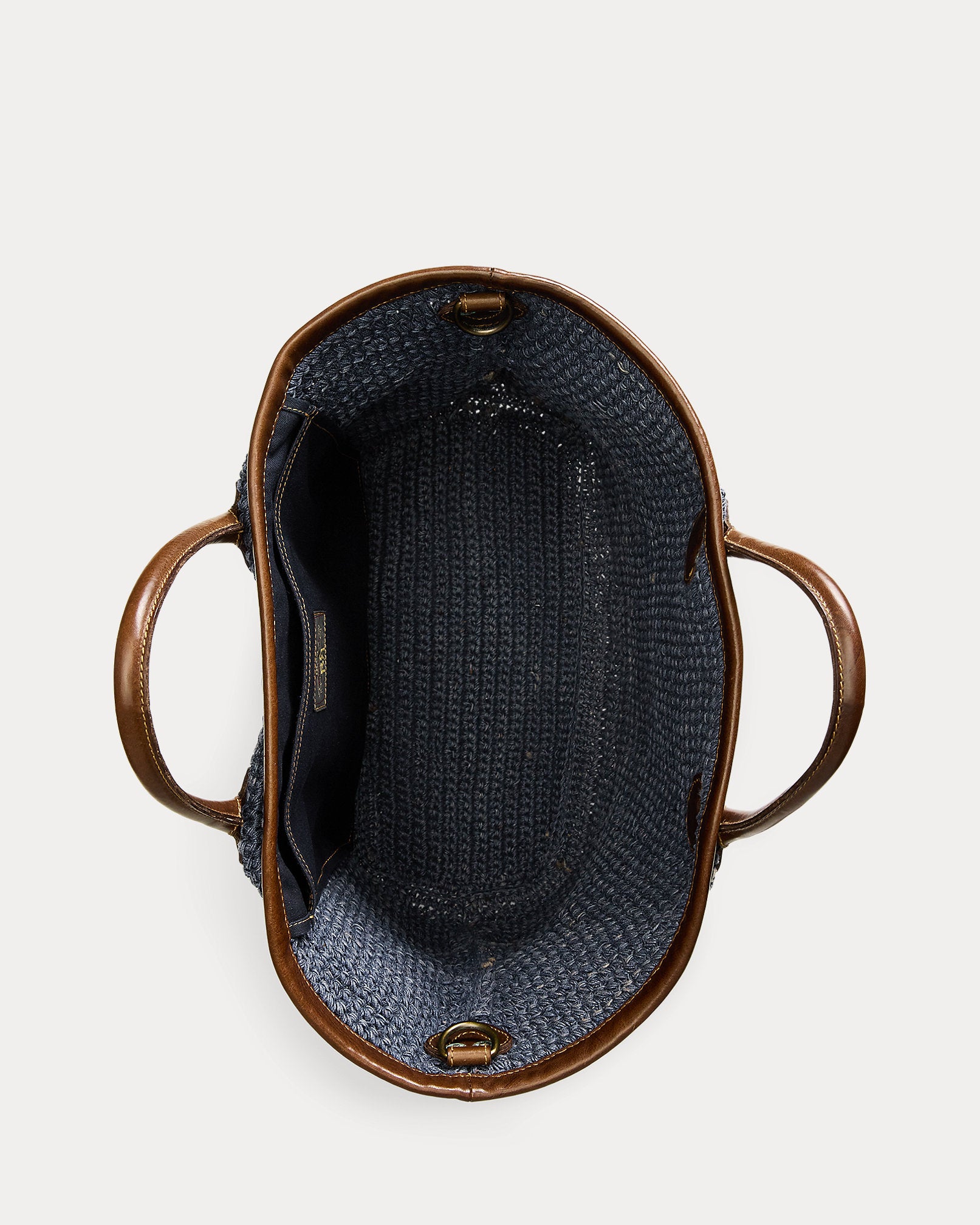 RRL Leather-Trim Handwoven Indigo Tote