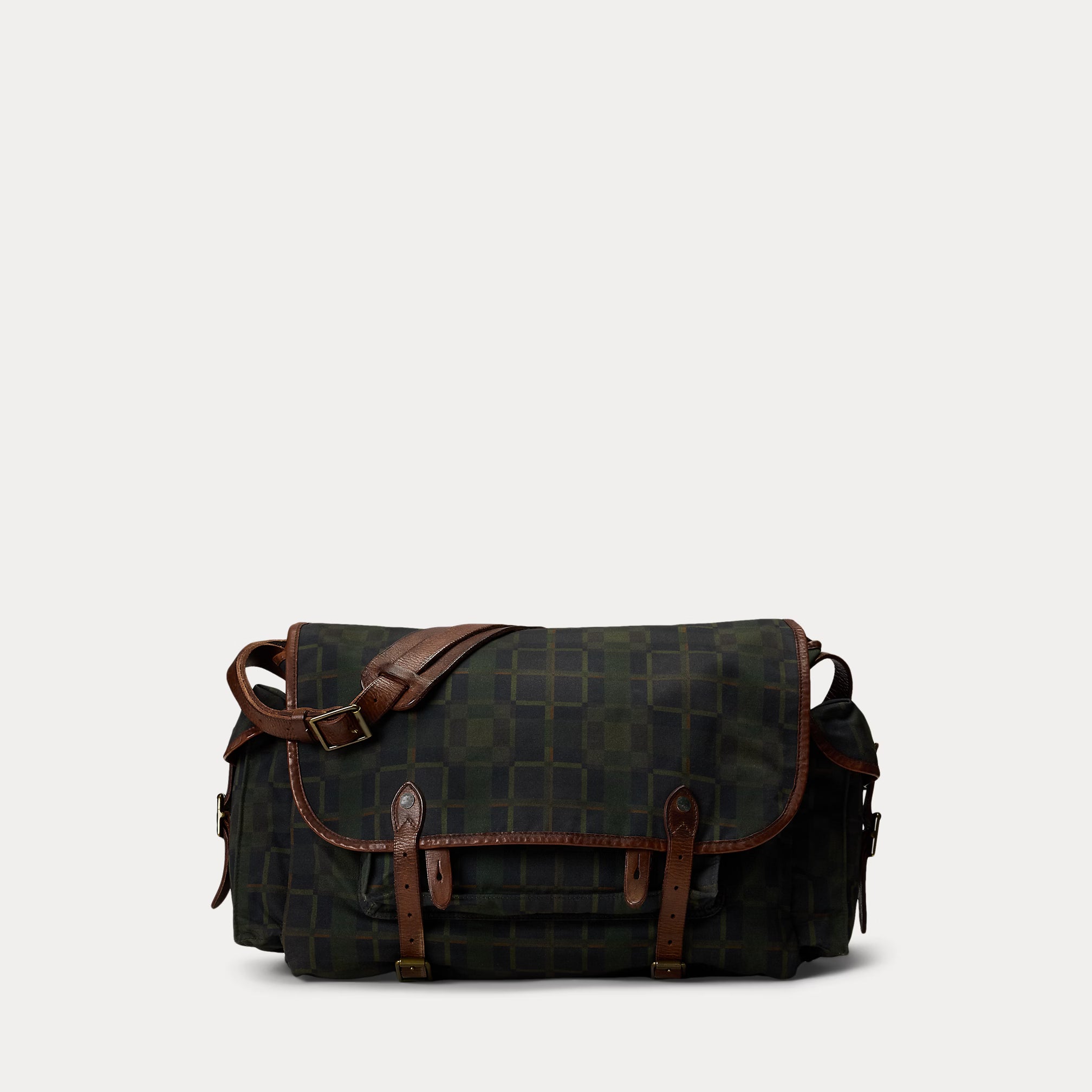RRL Check-Print Oilcloth Messenger Bag