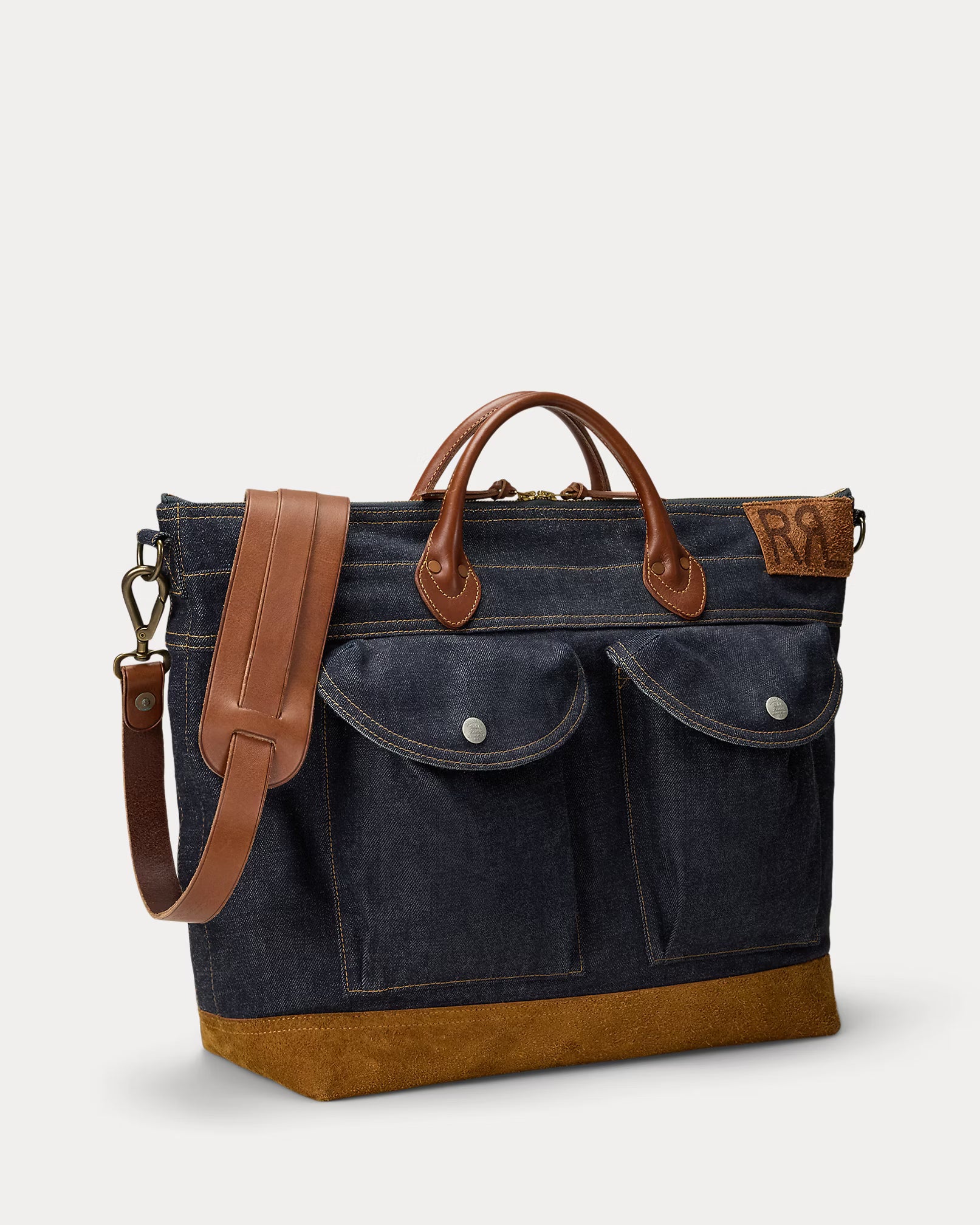 RRL Leather-Trim Indigo Denim Tote