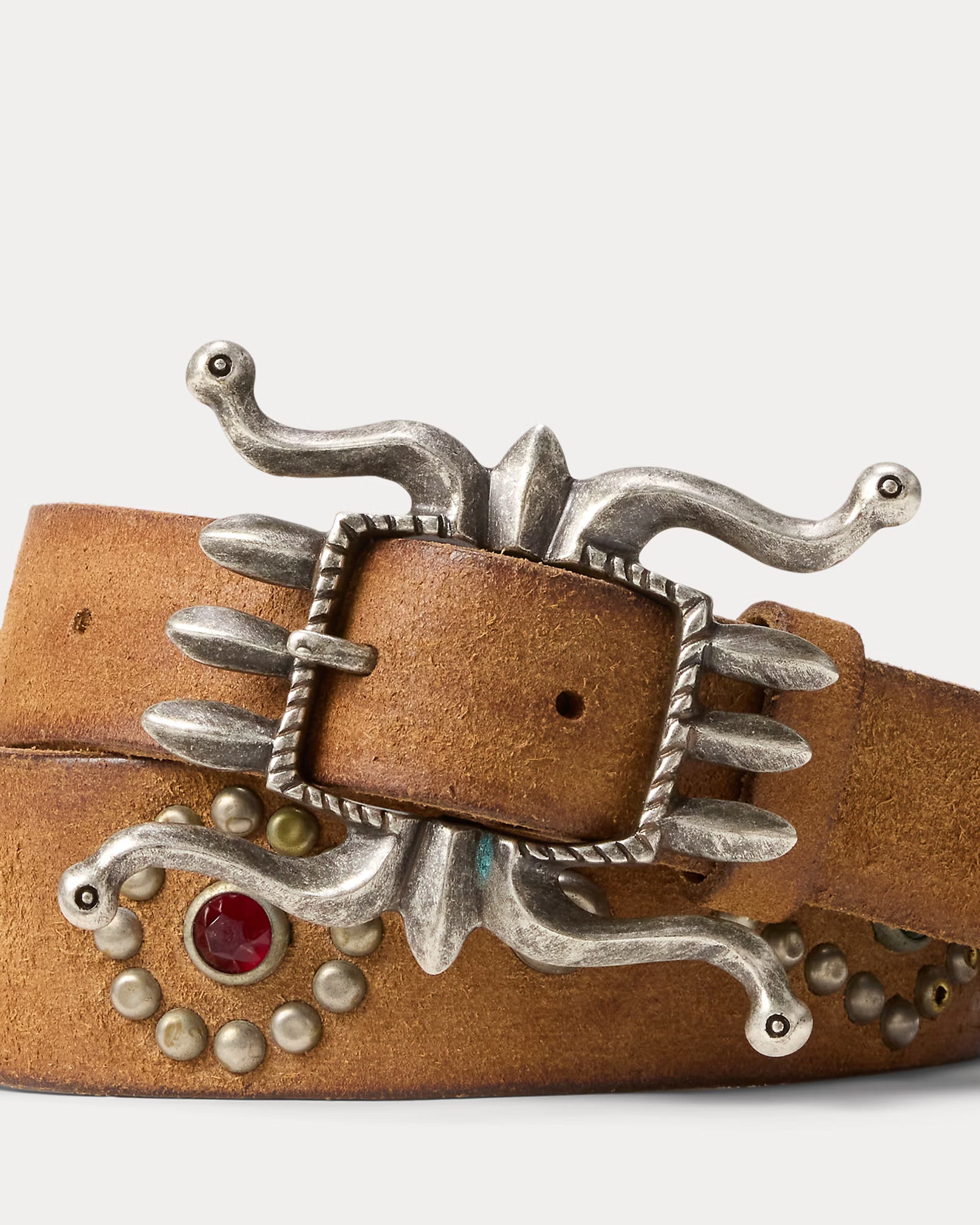 RRL Studded Roughout Suede Belt
