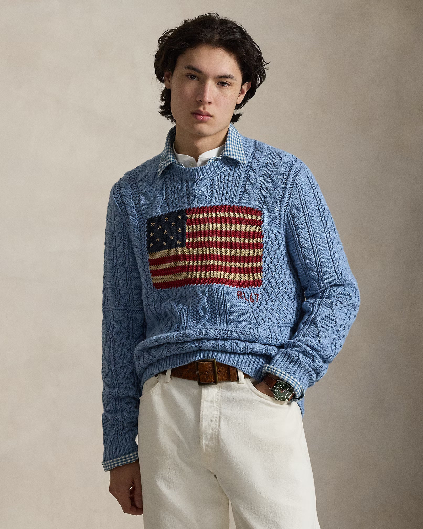 Aran-Knit Flag Sweater