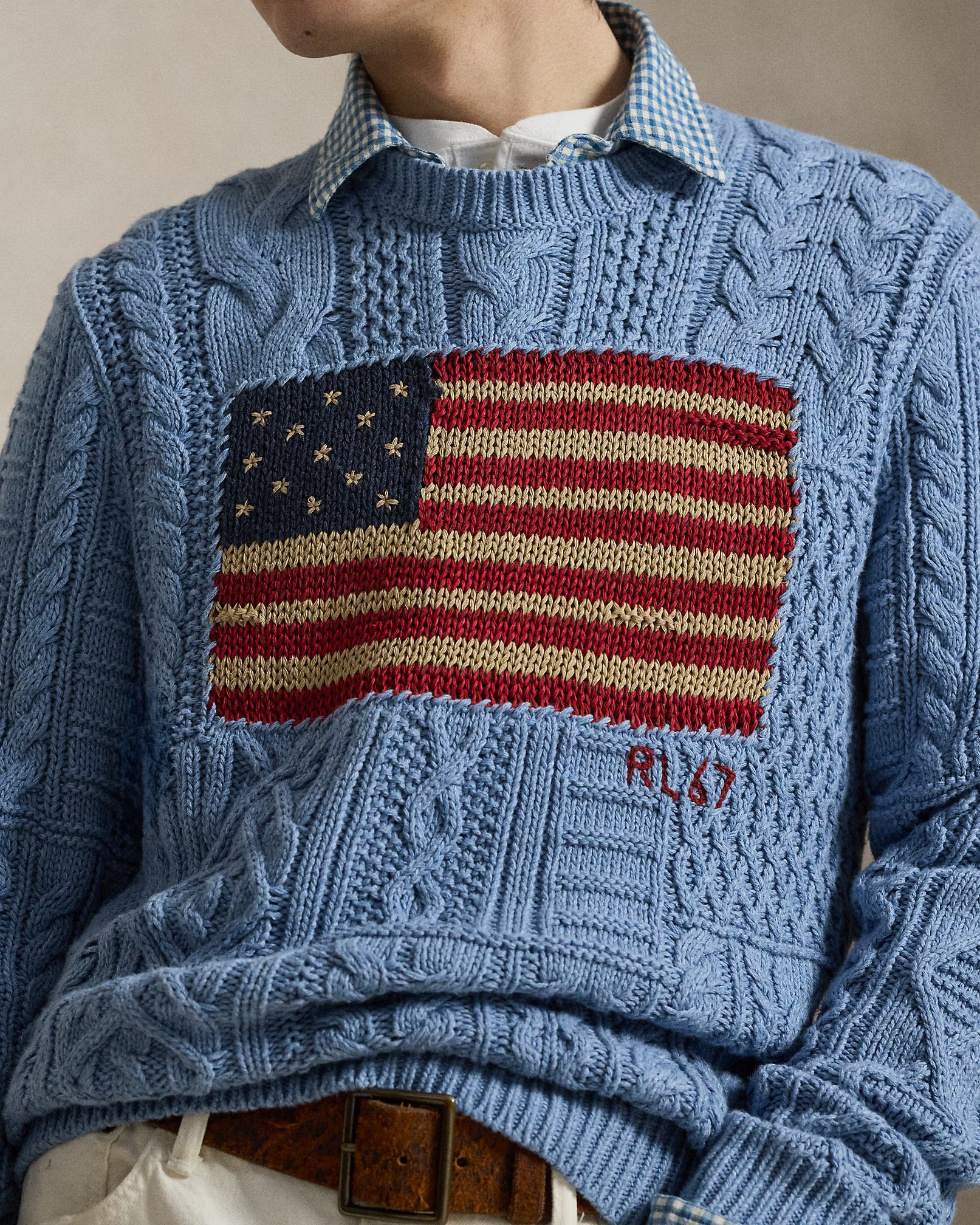Aran-Knit Flag Sweater