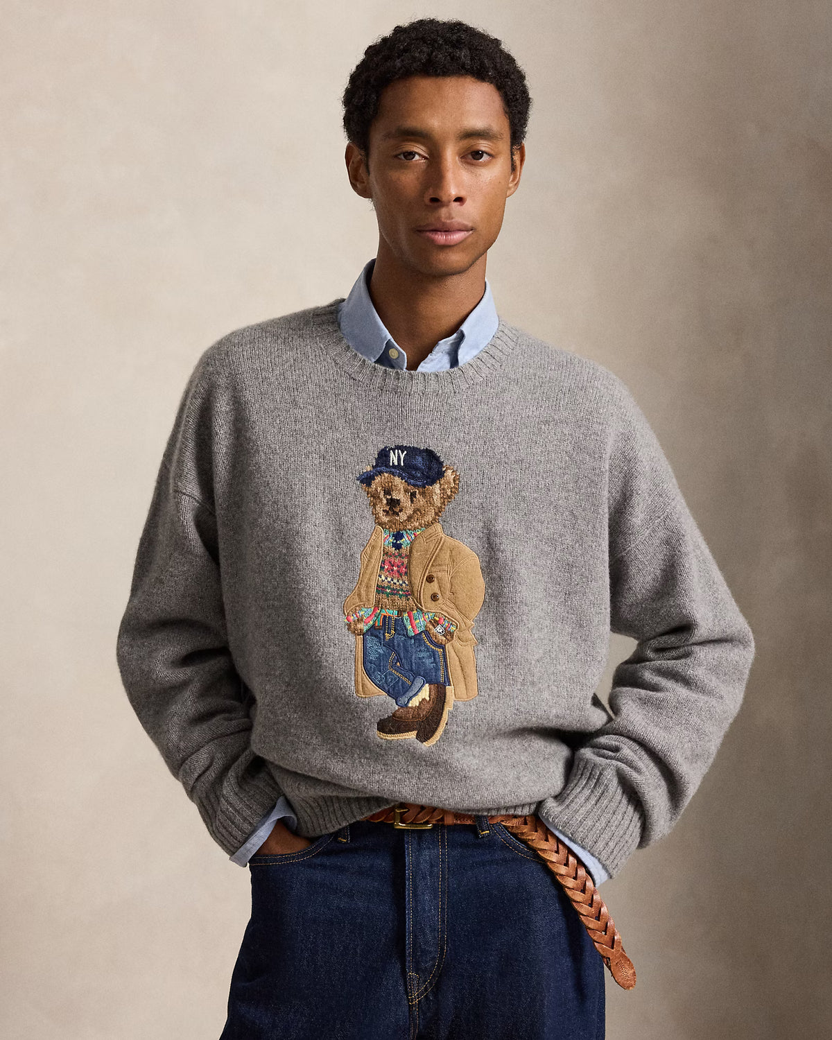 Relaxed Fit Polo Bear Sweater