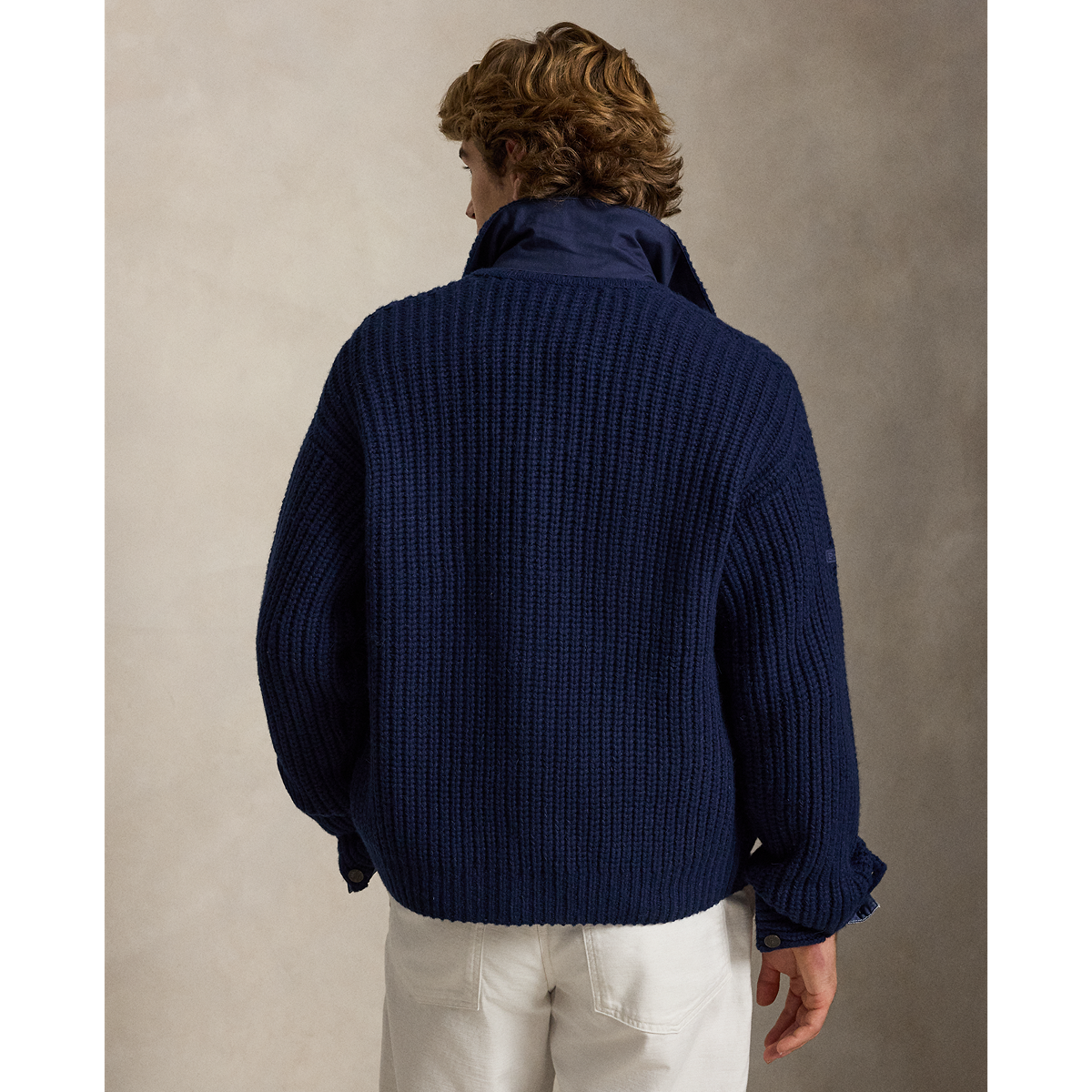 Long-Sleeve Wool Blend Chore Jacket Sweater
