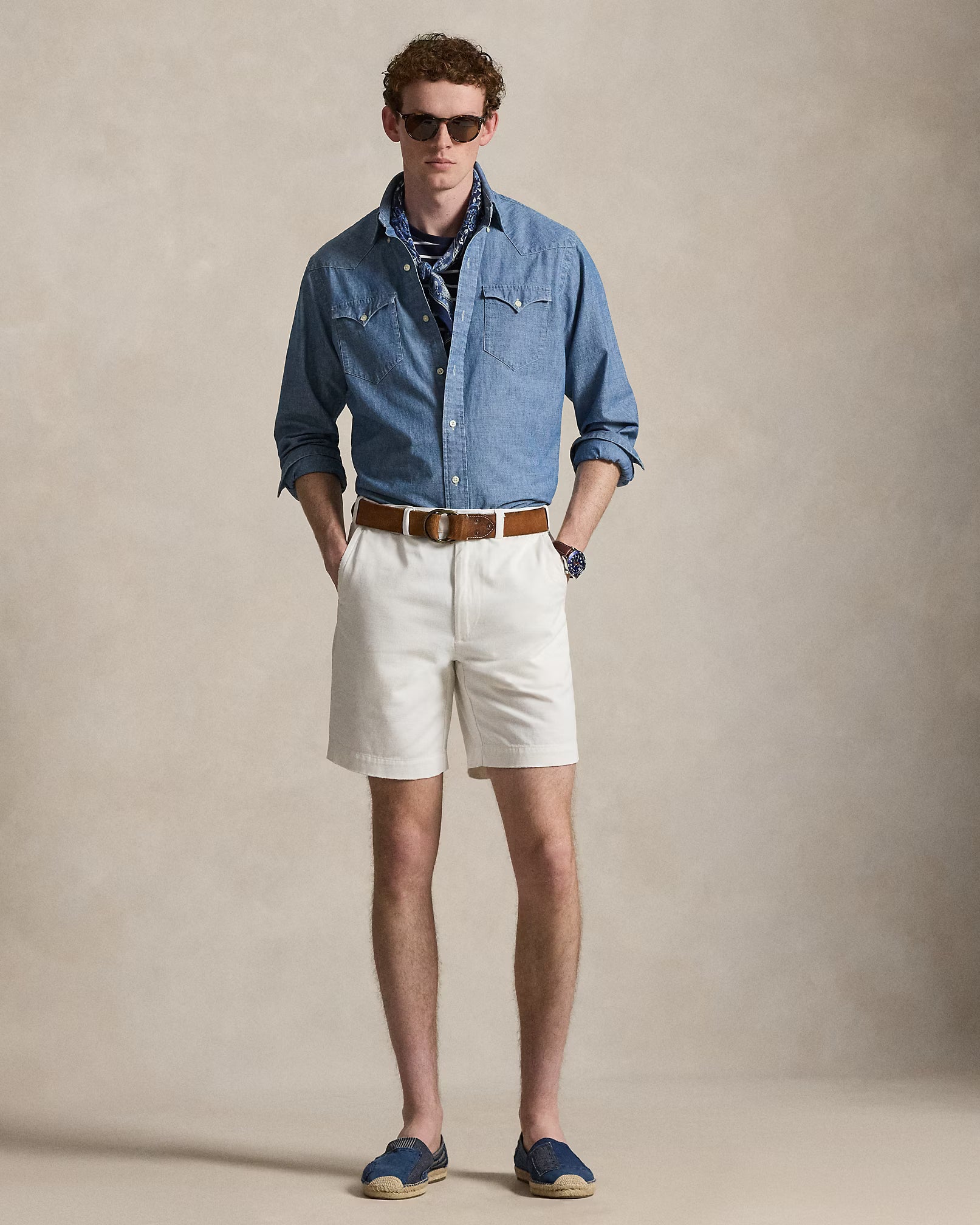 Classic Fit Chambray Western Shirt