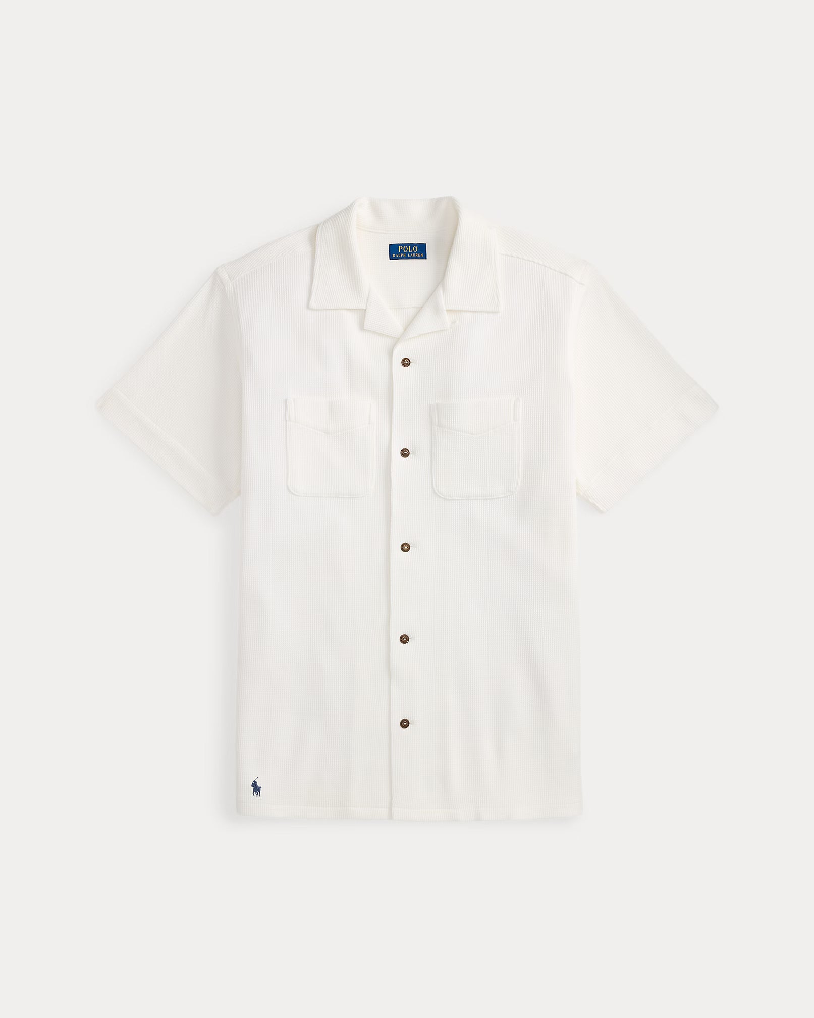 Waffle-Knit Cotton-Linen Camp Shirt