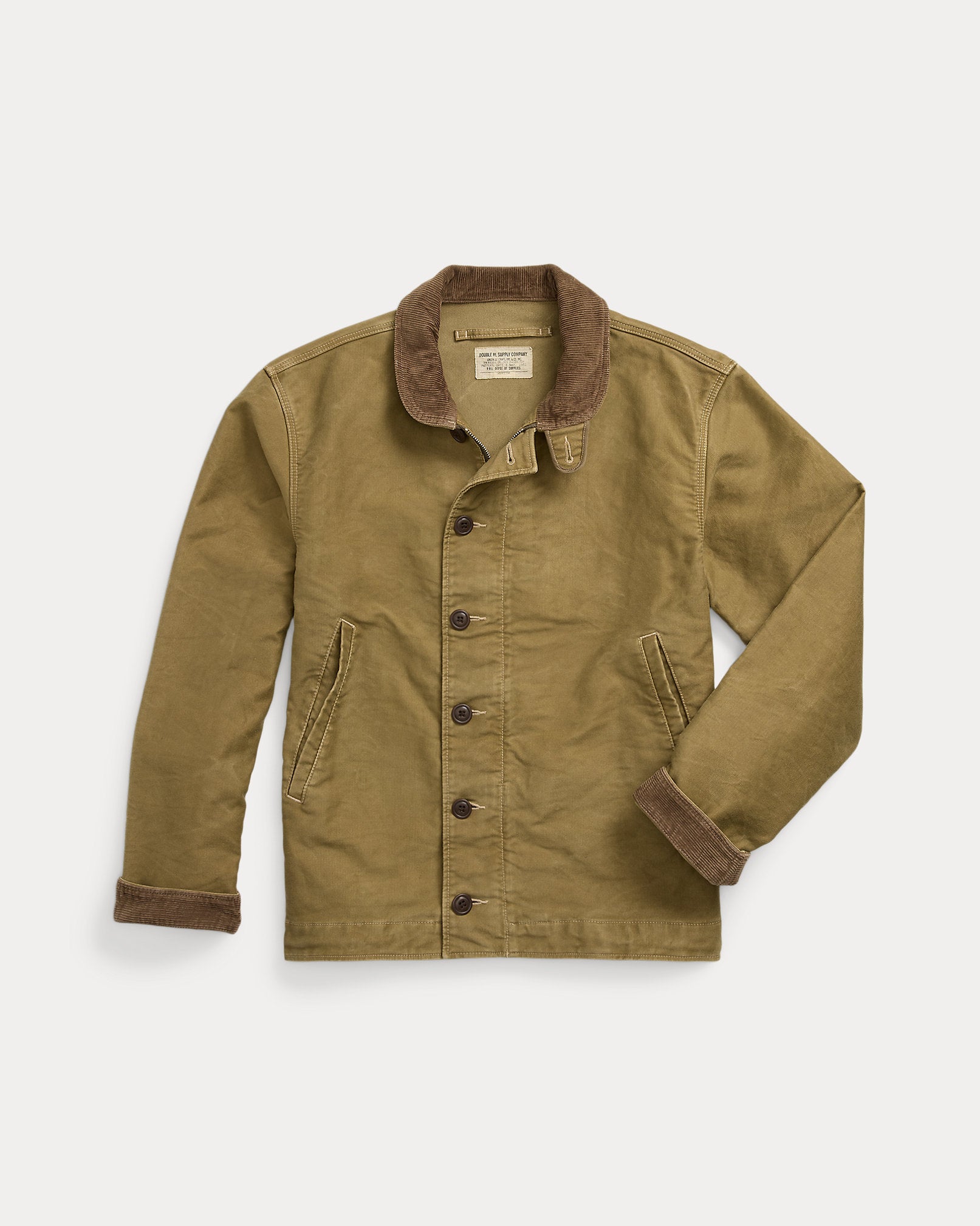 RRL Corduroy-Collar Cotton Deck Jacket - Khaki Drab