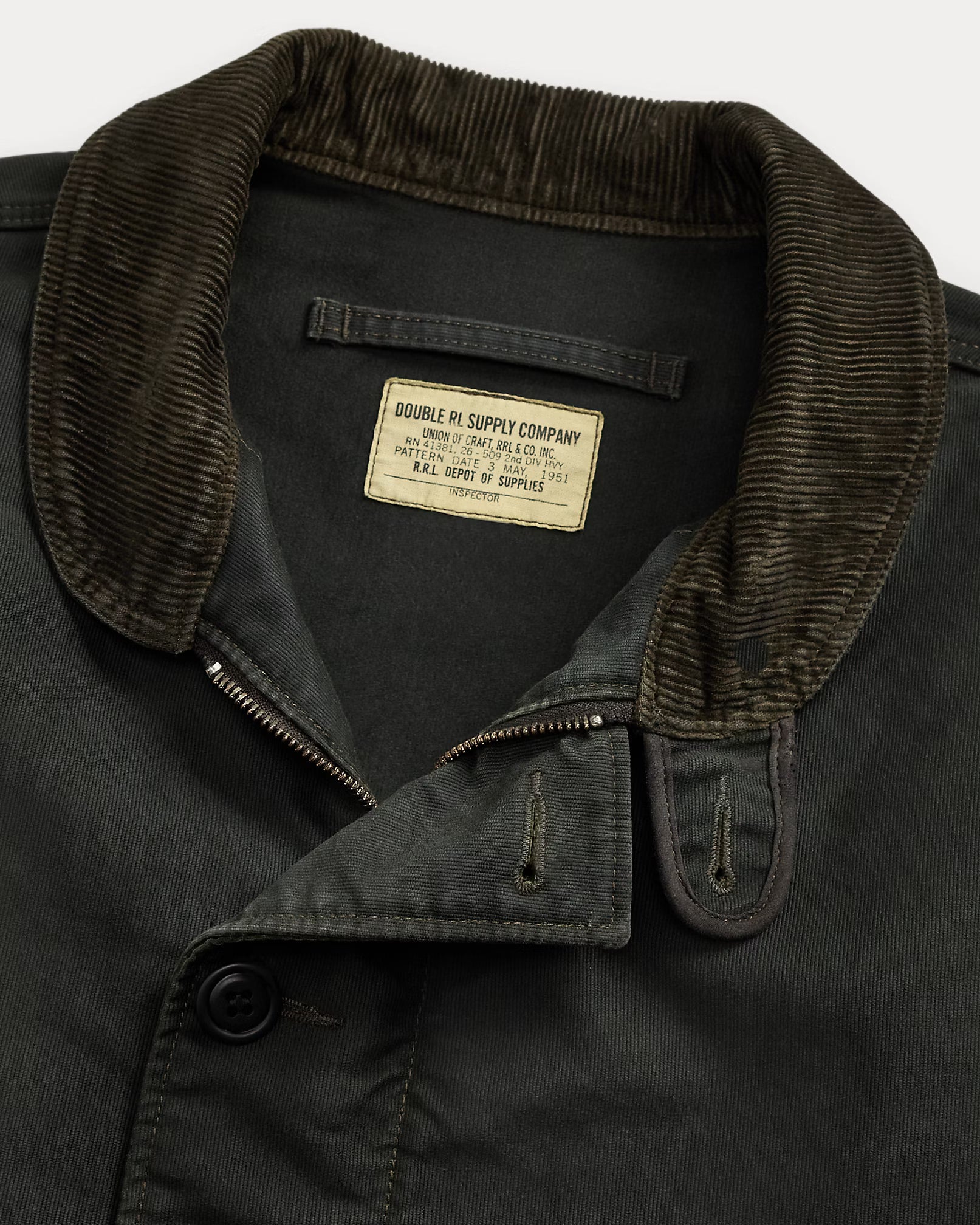 RRL Corduroy-Collar Cotton Deck Jacket - Vintage Black