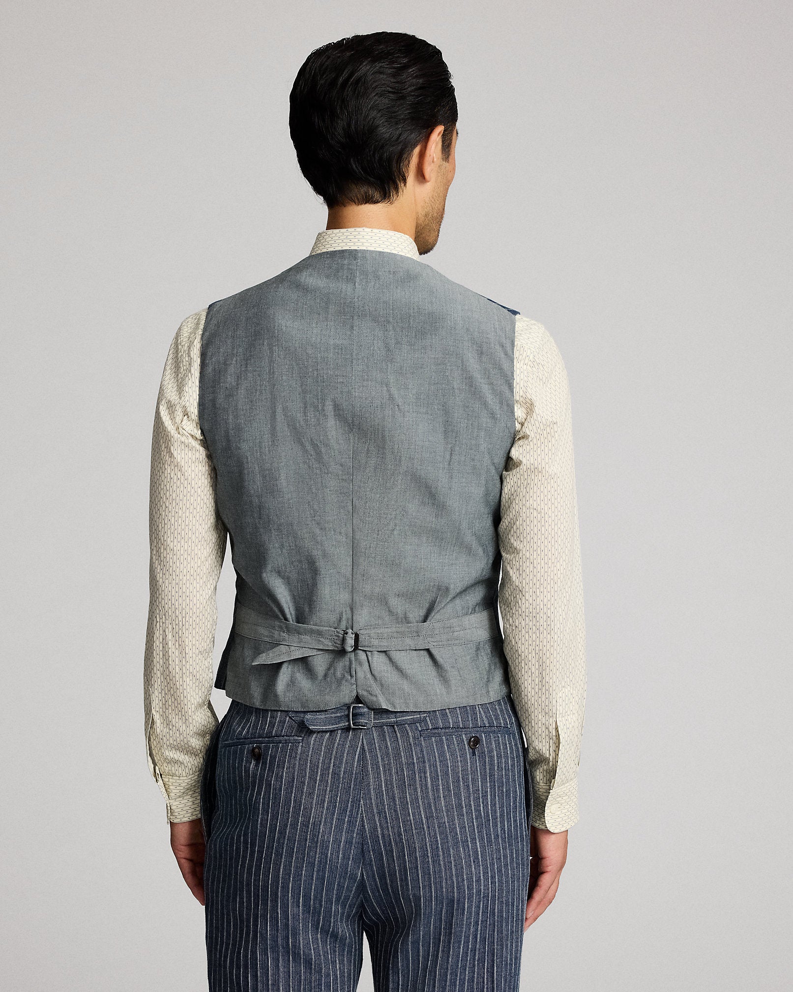 RRL Striped Herringbone Shawl Vest
