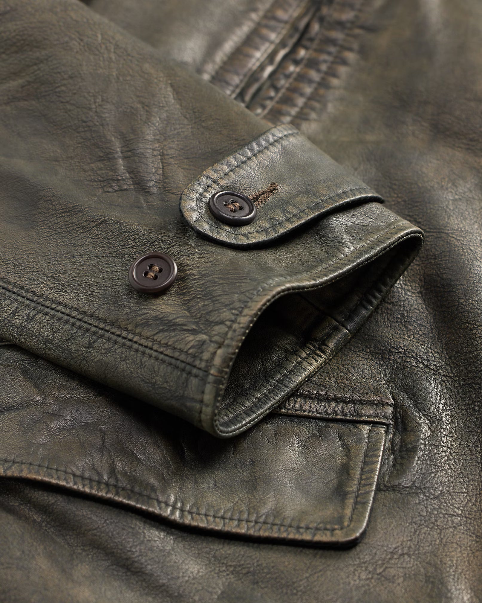 RRL Indigo Leather Car Coat