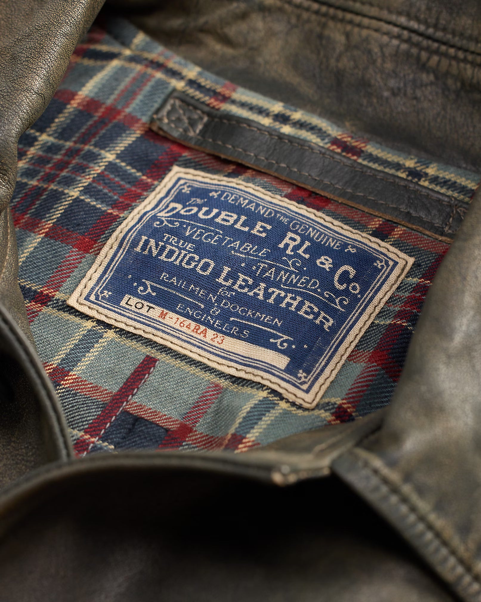 RRL Indigo Leather Car Coat
