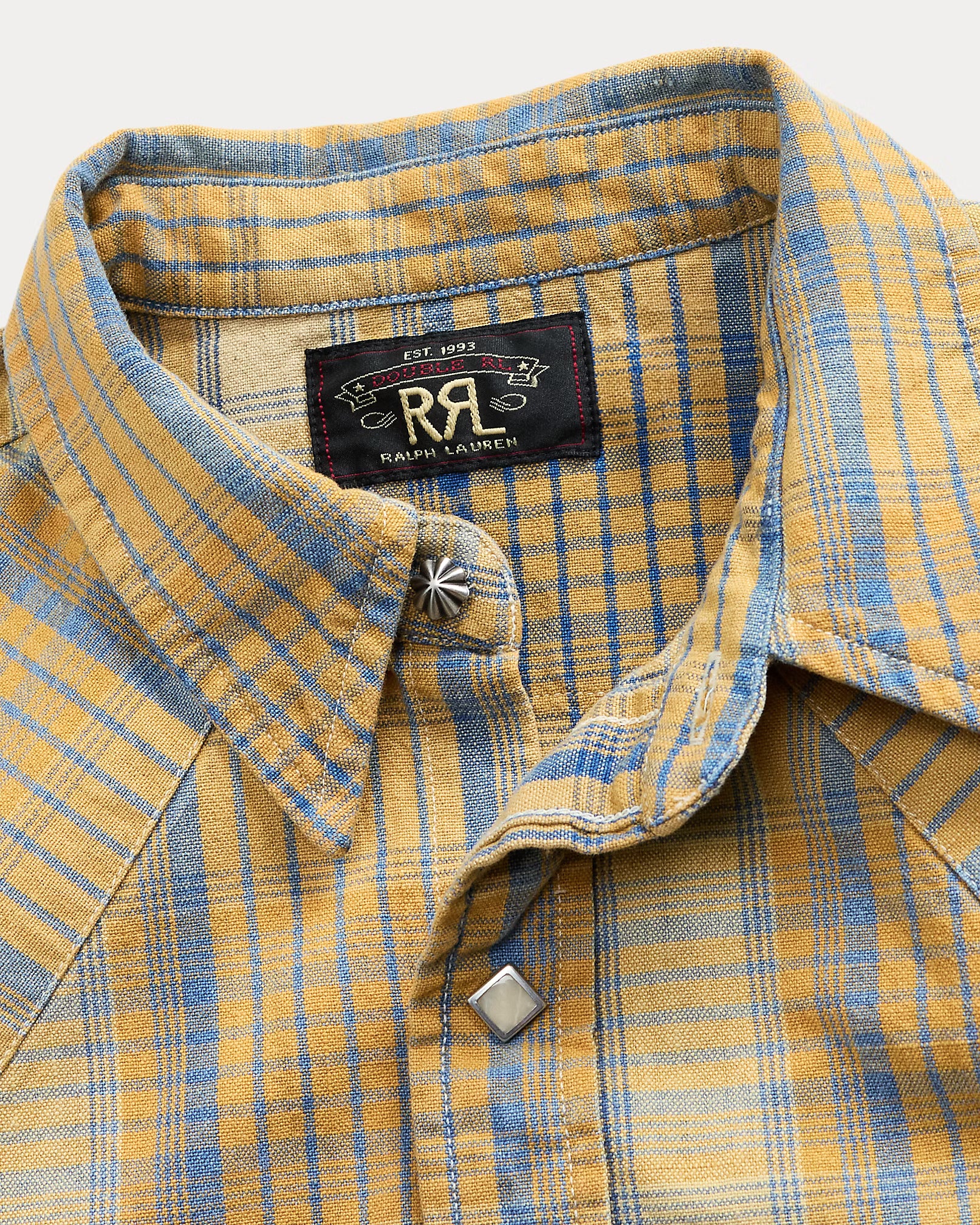 RRL Slim Fit Plaid Western Shirt