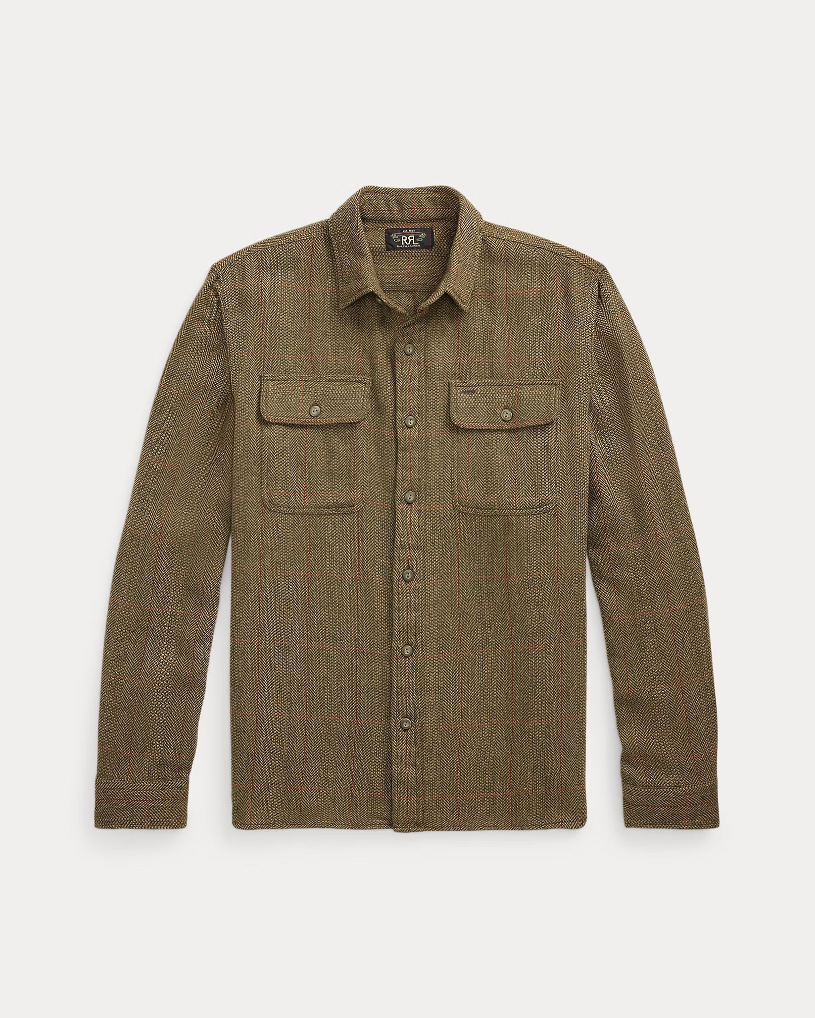 RRL Suede-Patch Herringbone Workshirt