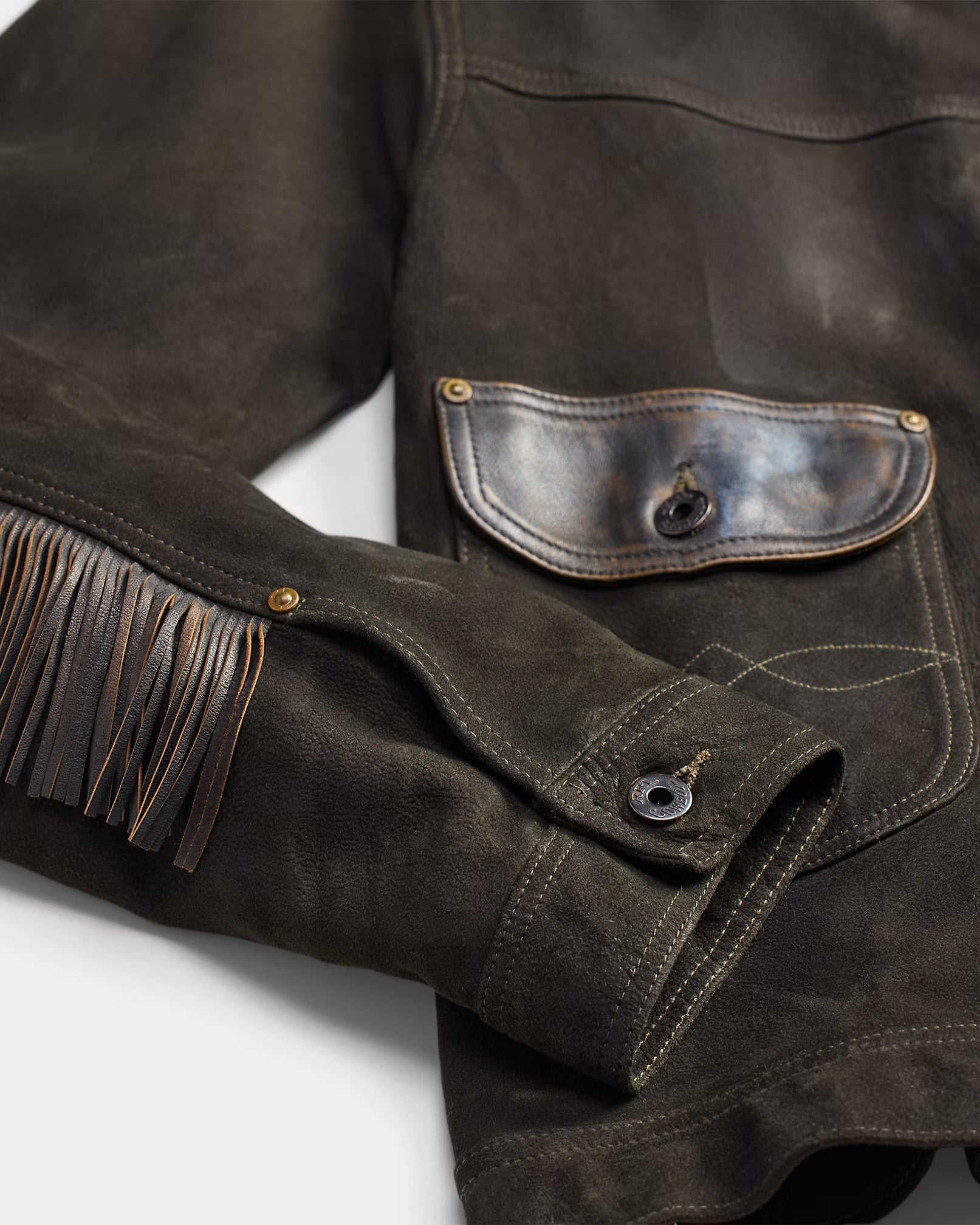 RRL Leather-Trim Suede Jacket