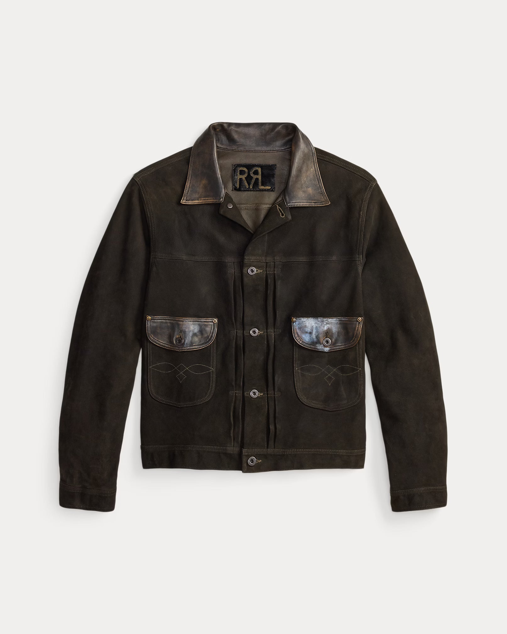 RRL Leather-Trim Suede Jacket