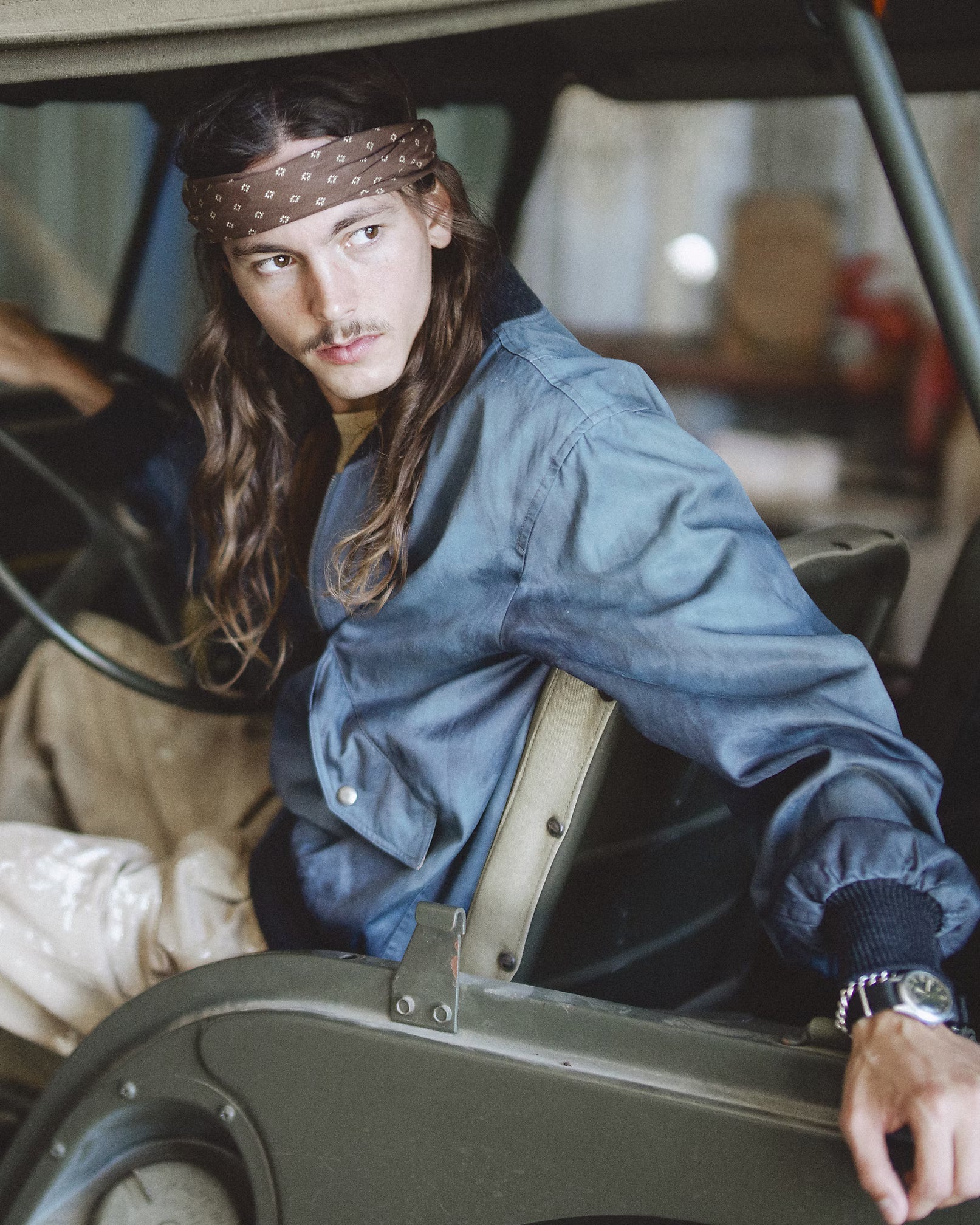 RRL Embroidered Satin Flight Jacket