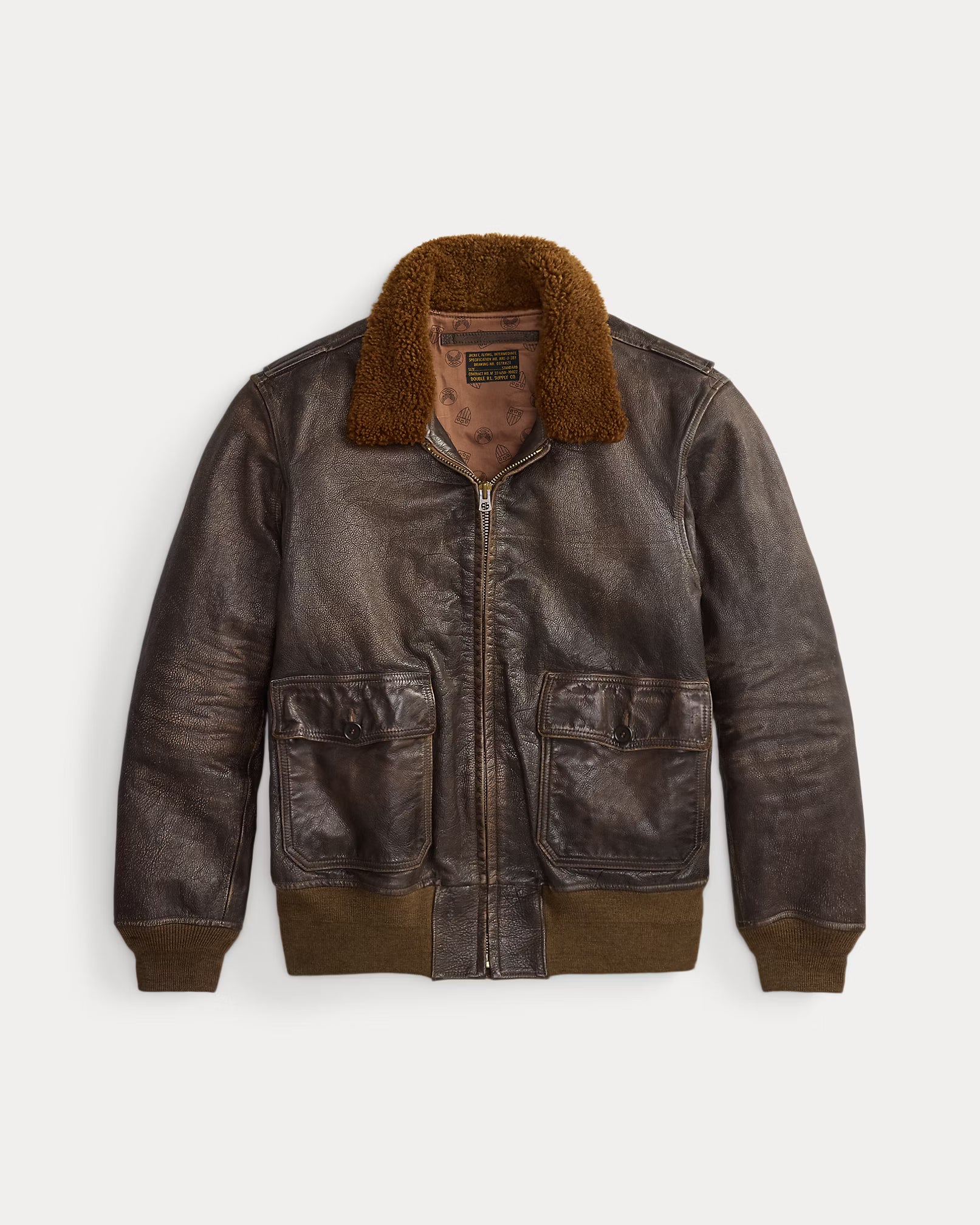 RRL Shearling-Collar Leather Flight Jacket