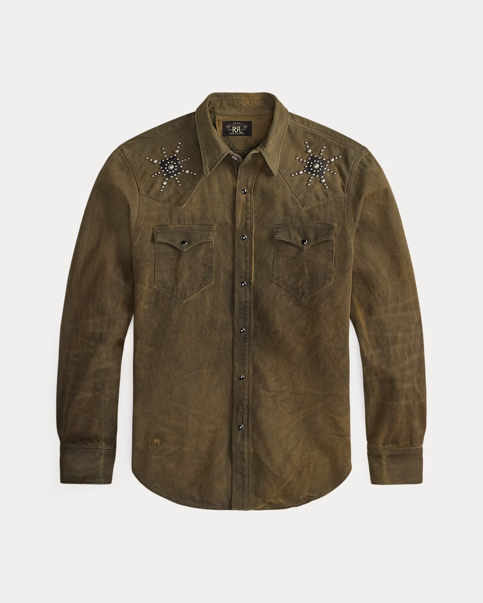 RRL Slim Fit Studded Denim Western Shirt