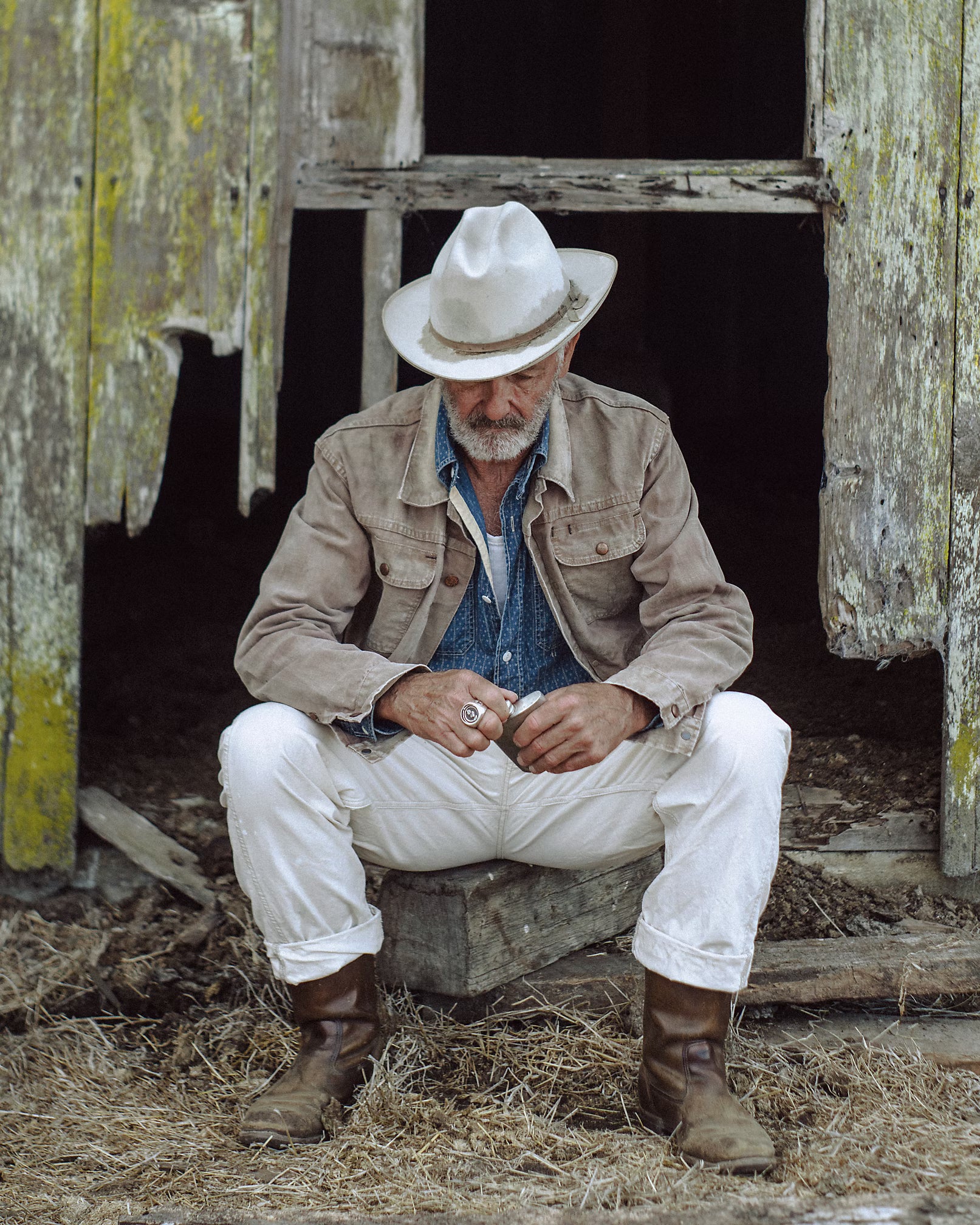 RRL Distressed Canvas Trucker Jacket