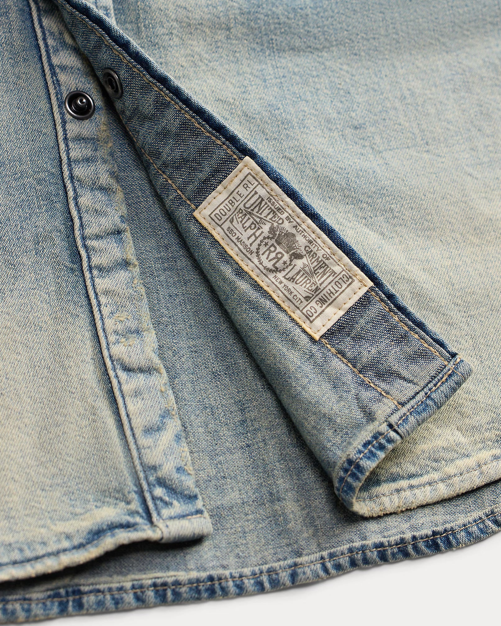 RRL Slim Fit Repaired Denim Western Shirt
