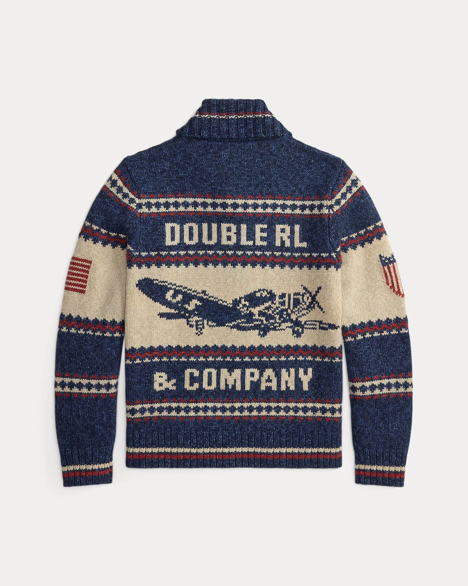 RRL Airplane-Graphic Full-Zip Cardigan
