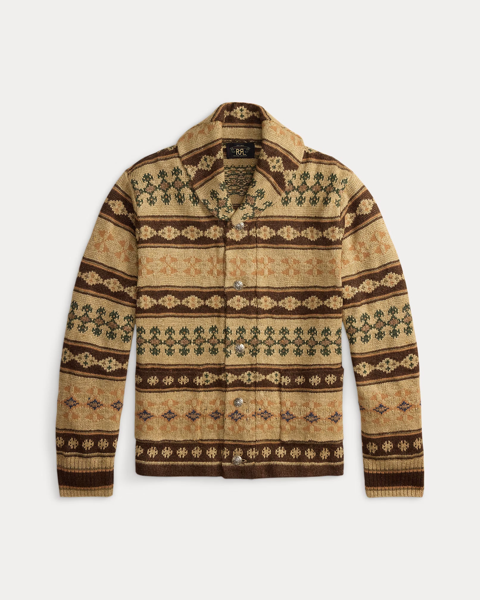 トップス RRL / cashmere 100 cardigan RRL Jacquard-Knit Linen-Blend Cardigan