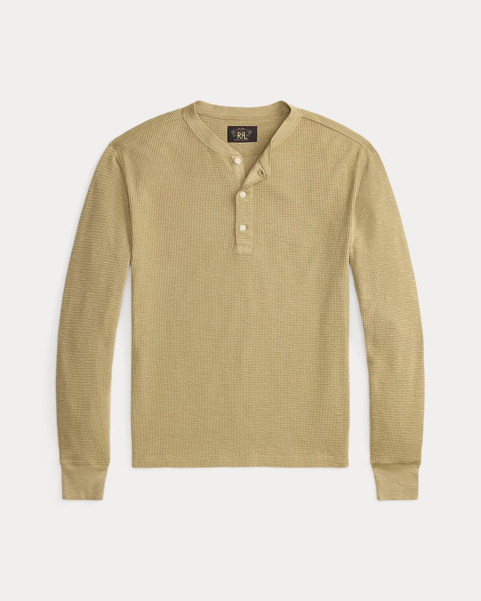 RRL Garment-Dyed Waffle-Knit Henley Shirt