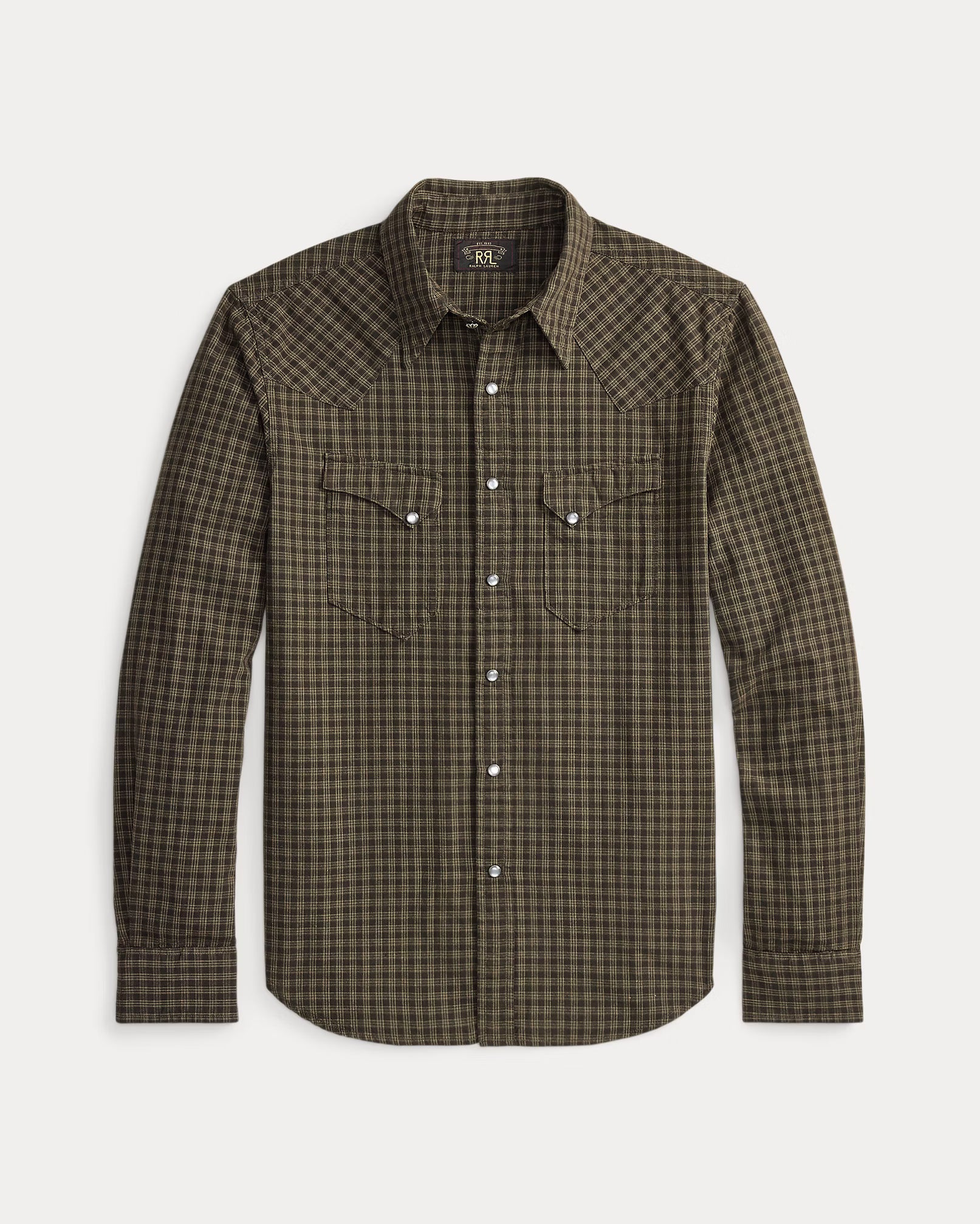 Slim Fit Checked Western Shirt Brown Tan - MILWORKS XL