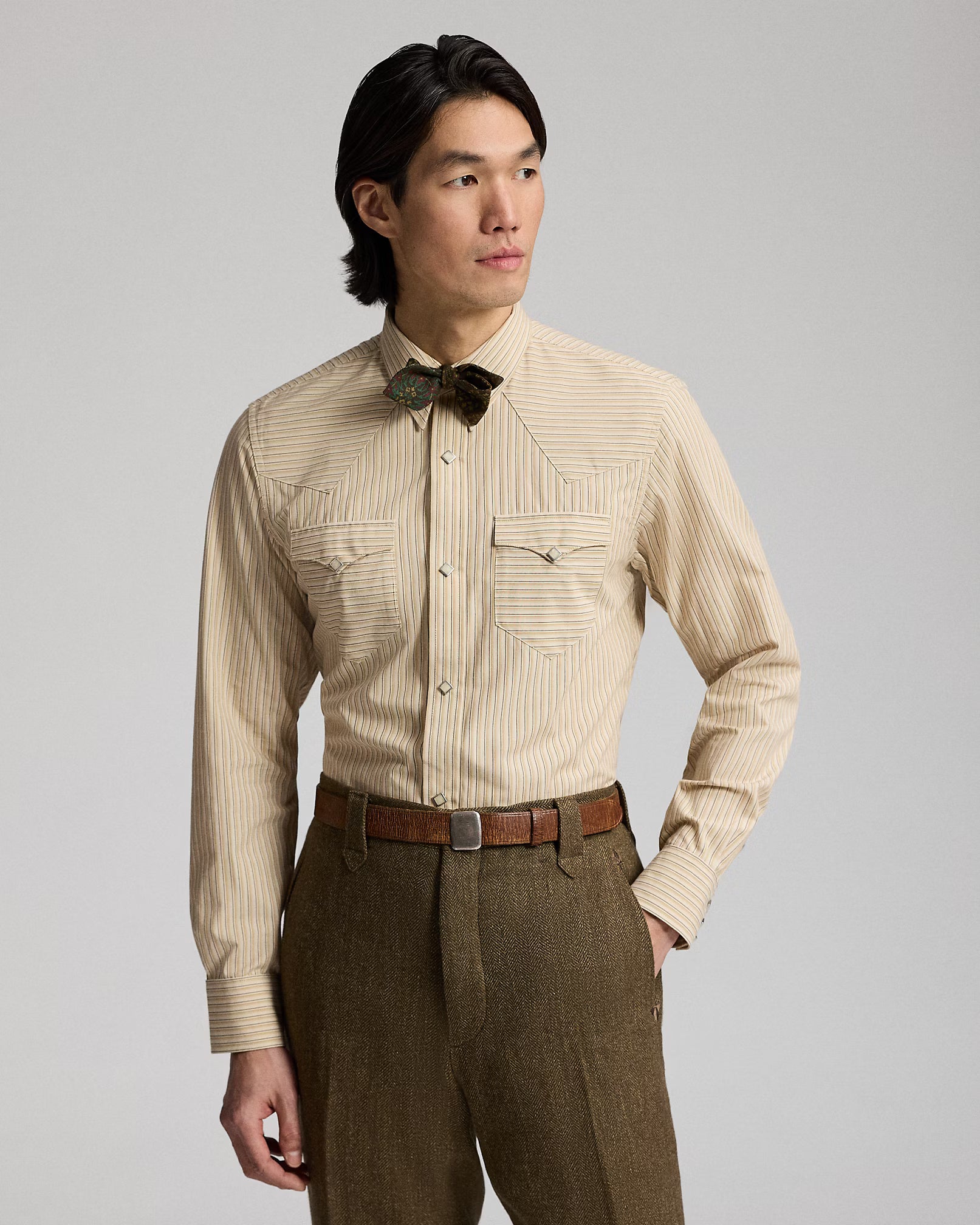 RRL Slim Fit Striped Western Shirt