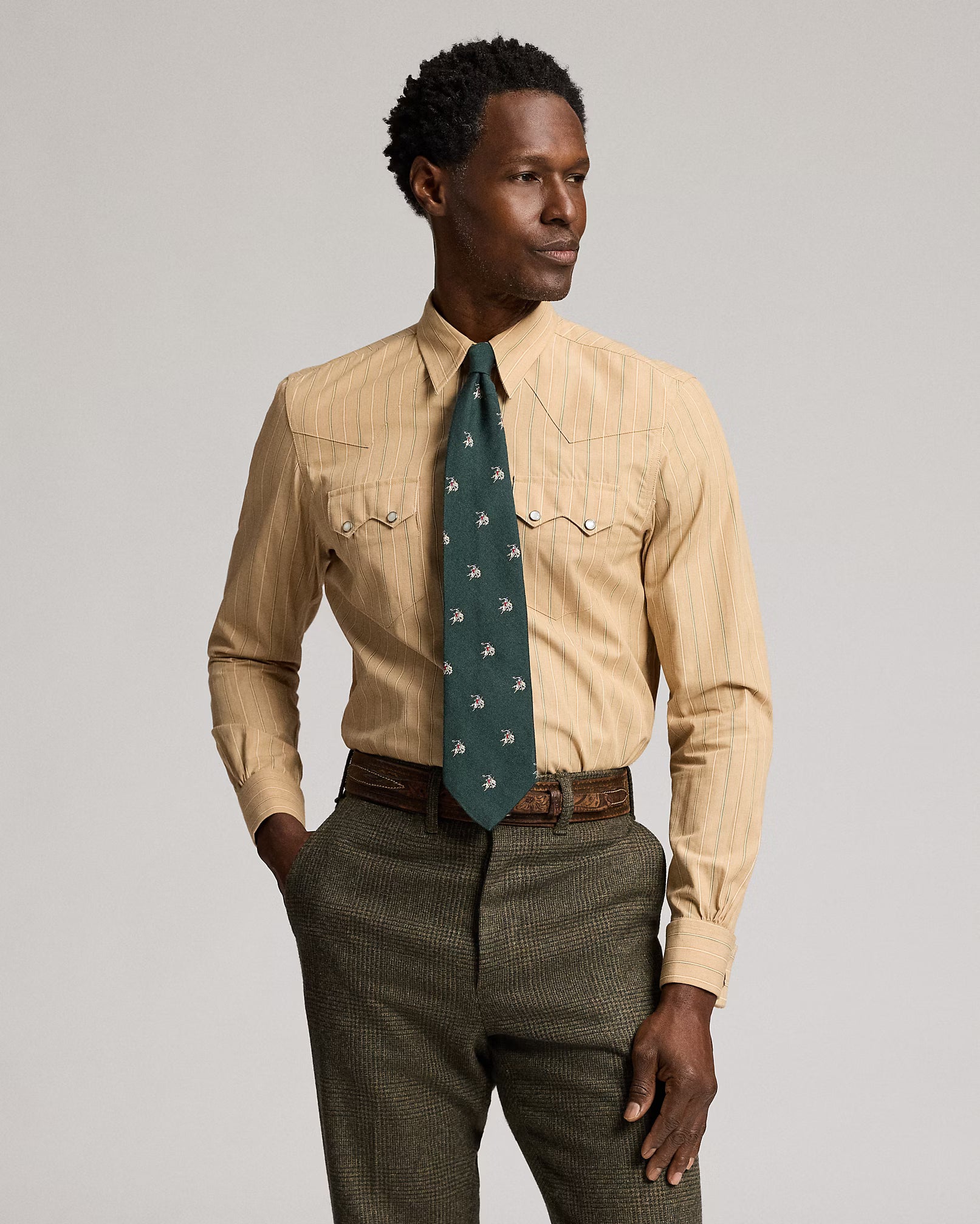 RRL Slim Fit French Cuff Western Shirt