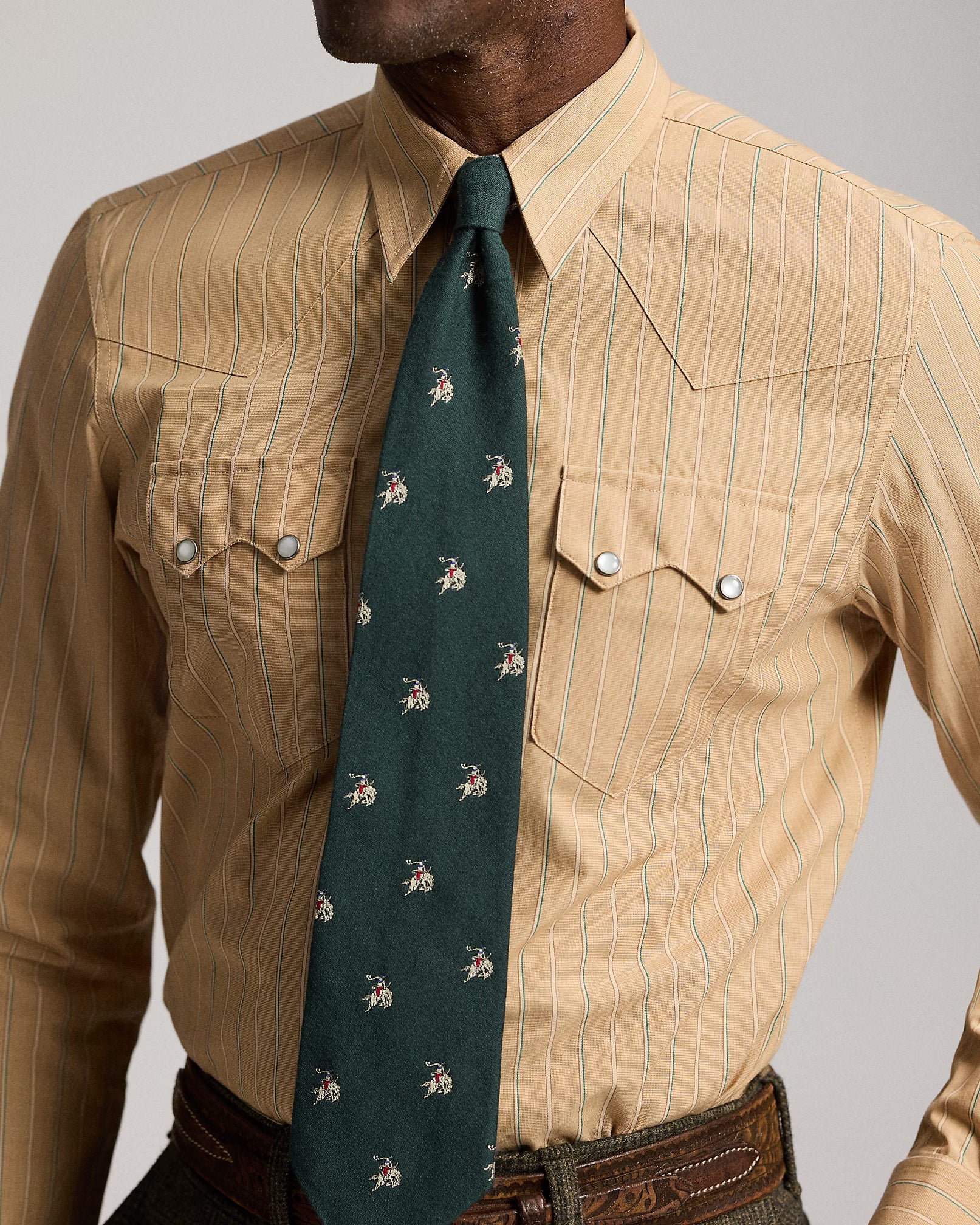 RRL Slim Fit French Cuff Western Shirt