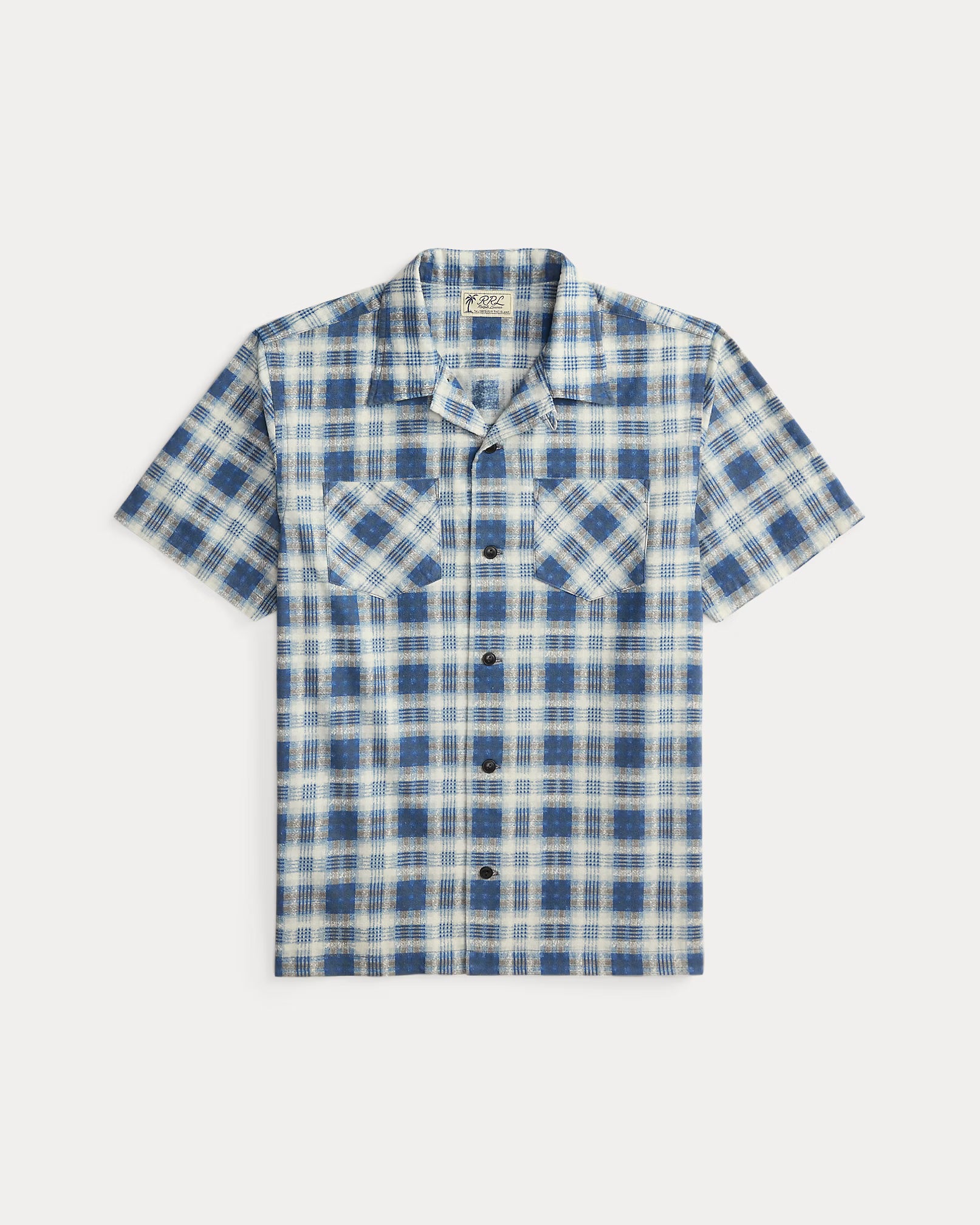 RRL Plaid-Print Brushed Camp Shirt