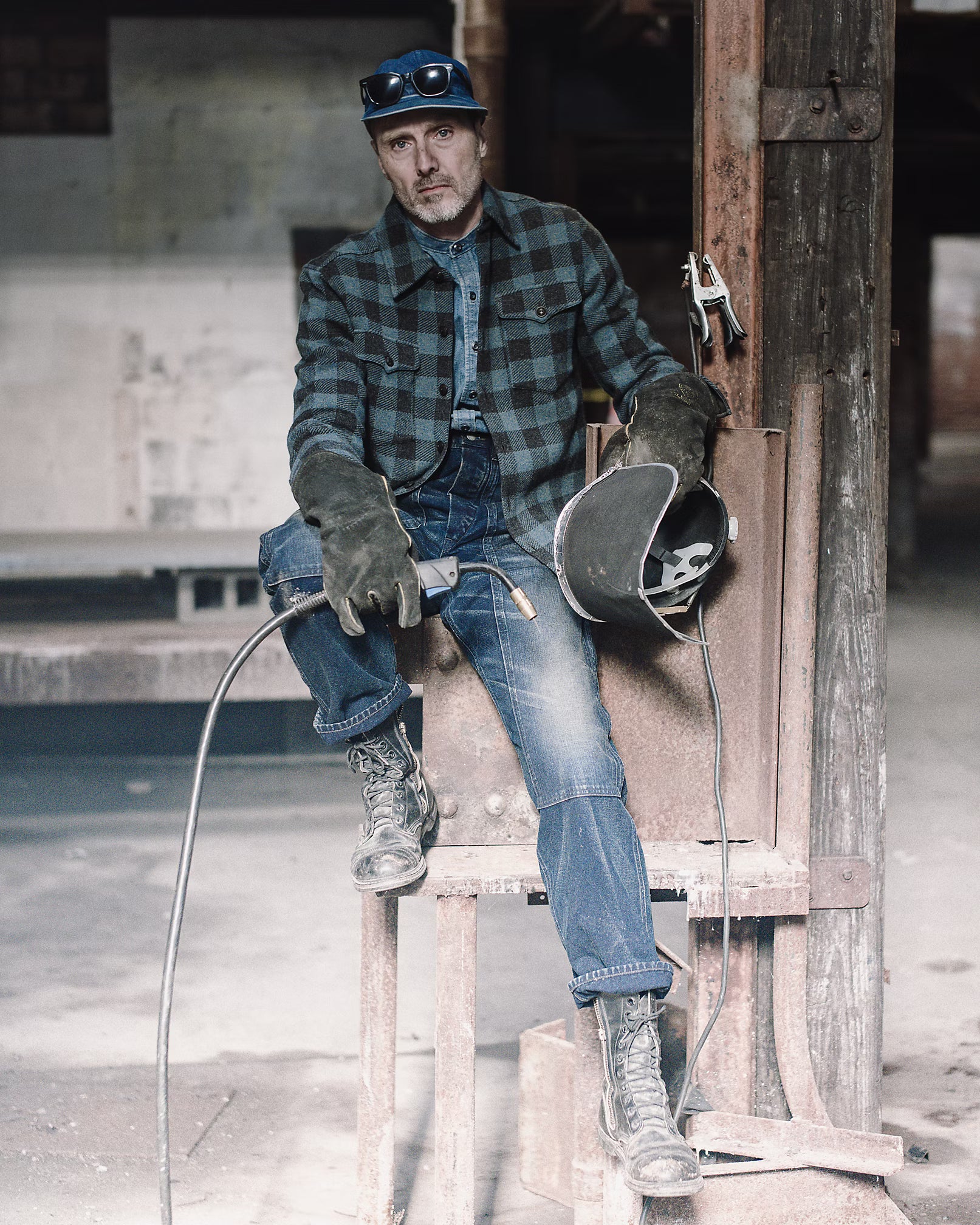 RRL Plaid Wool-Cashmere Workshirt Sweater