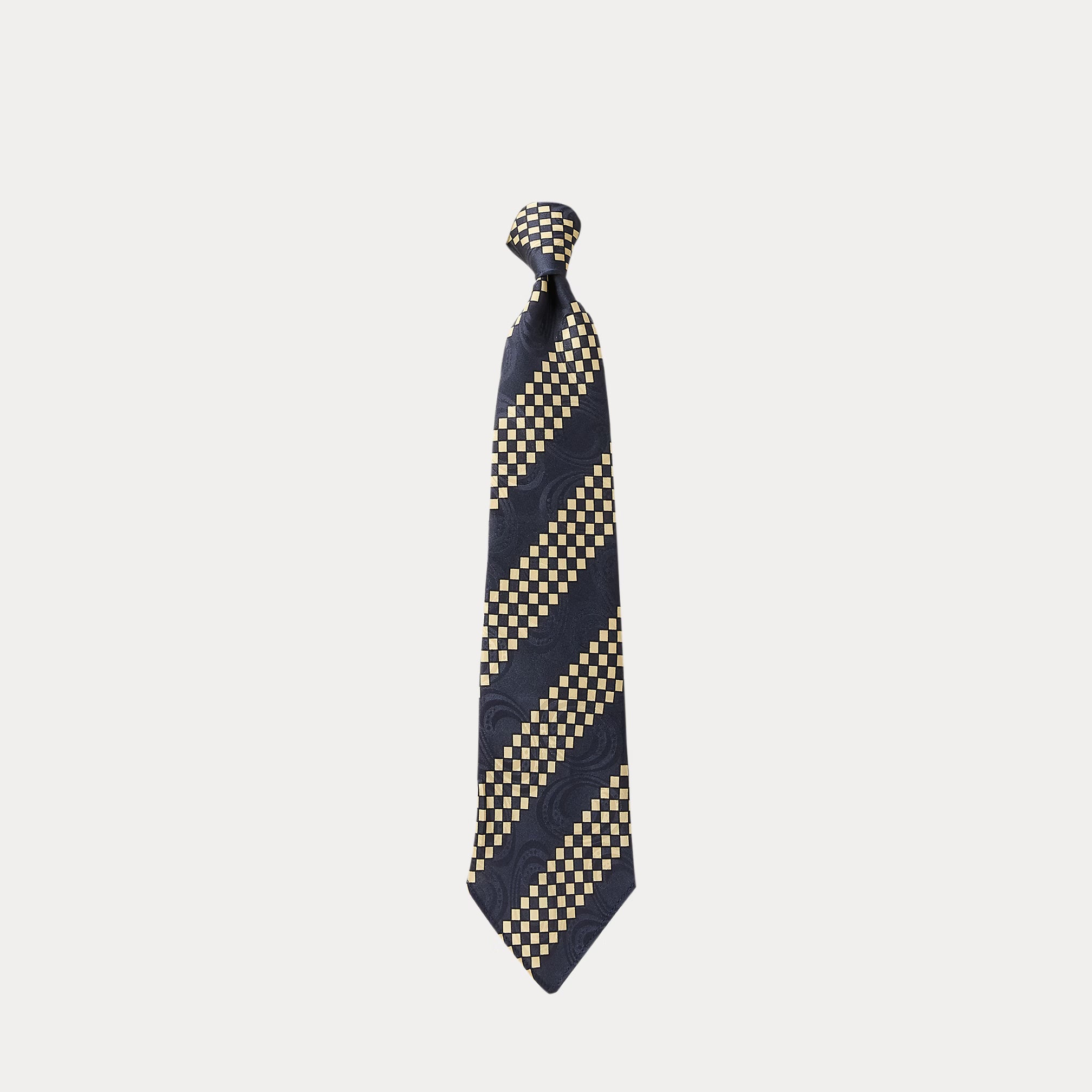 RRL Handmade Checkered Stripe Silk Tie