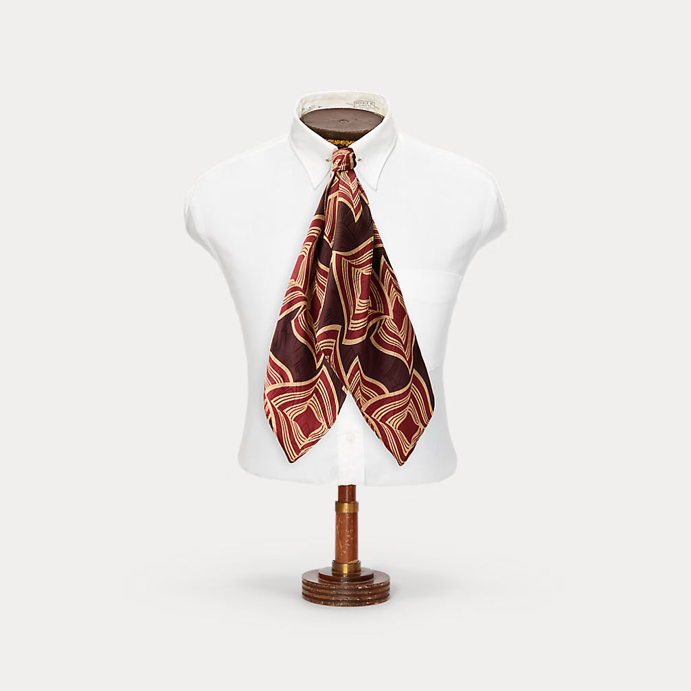 RRL Wavy-Geometric Silk Jacquard Cravat
