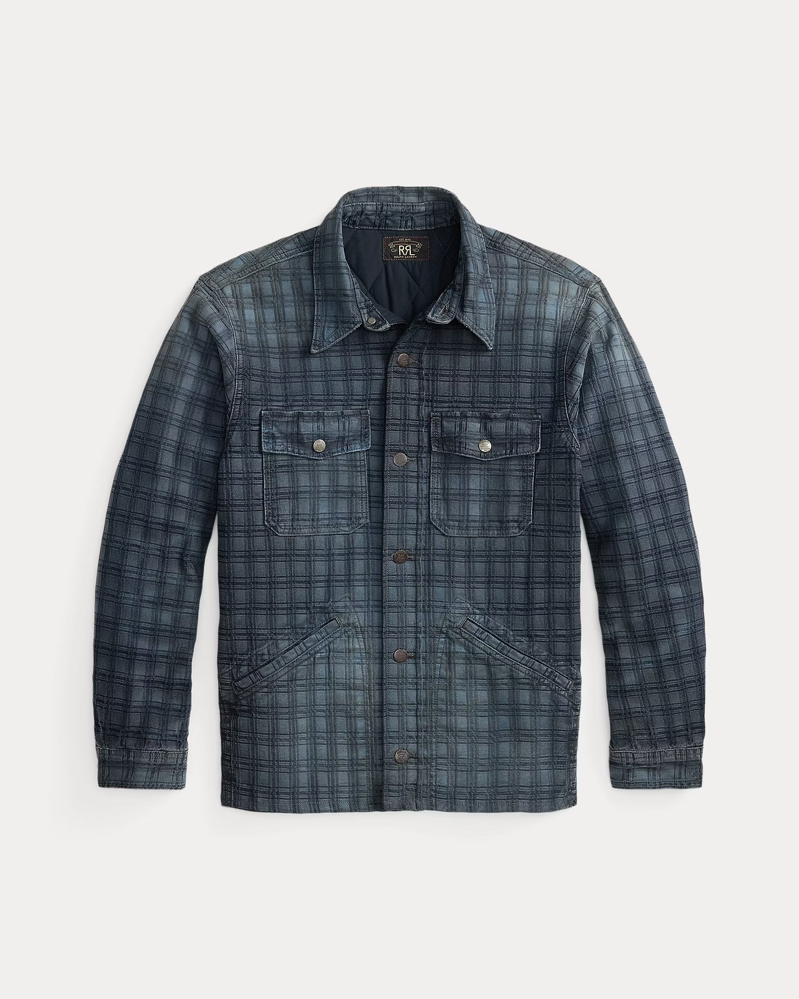 RRL Indigo Plaid Jacquard Denim Jacket