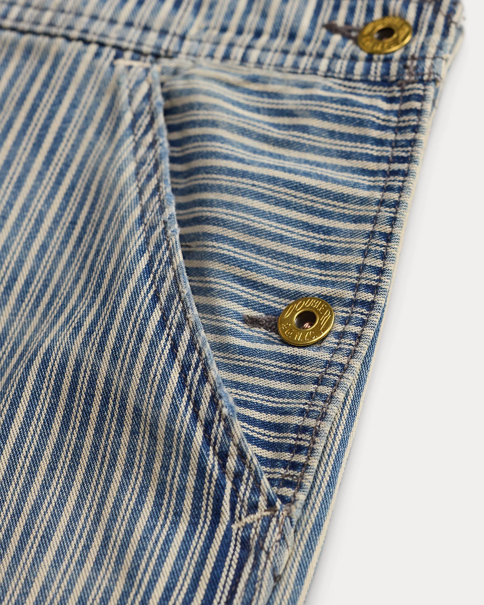 RRL Indigo Striped Twill Overall