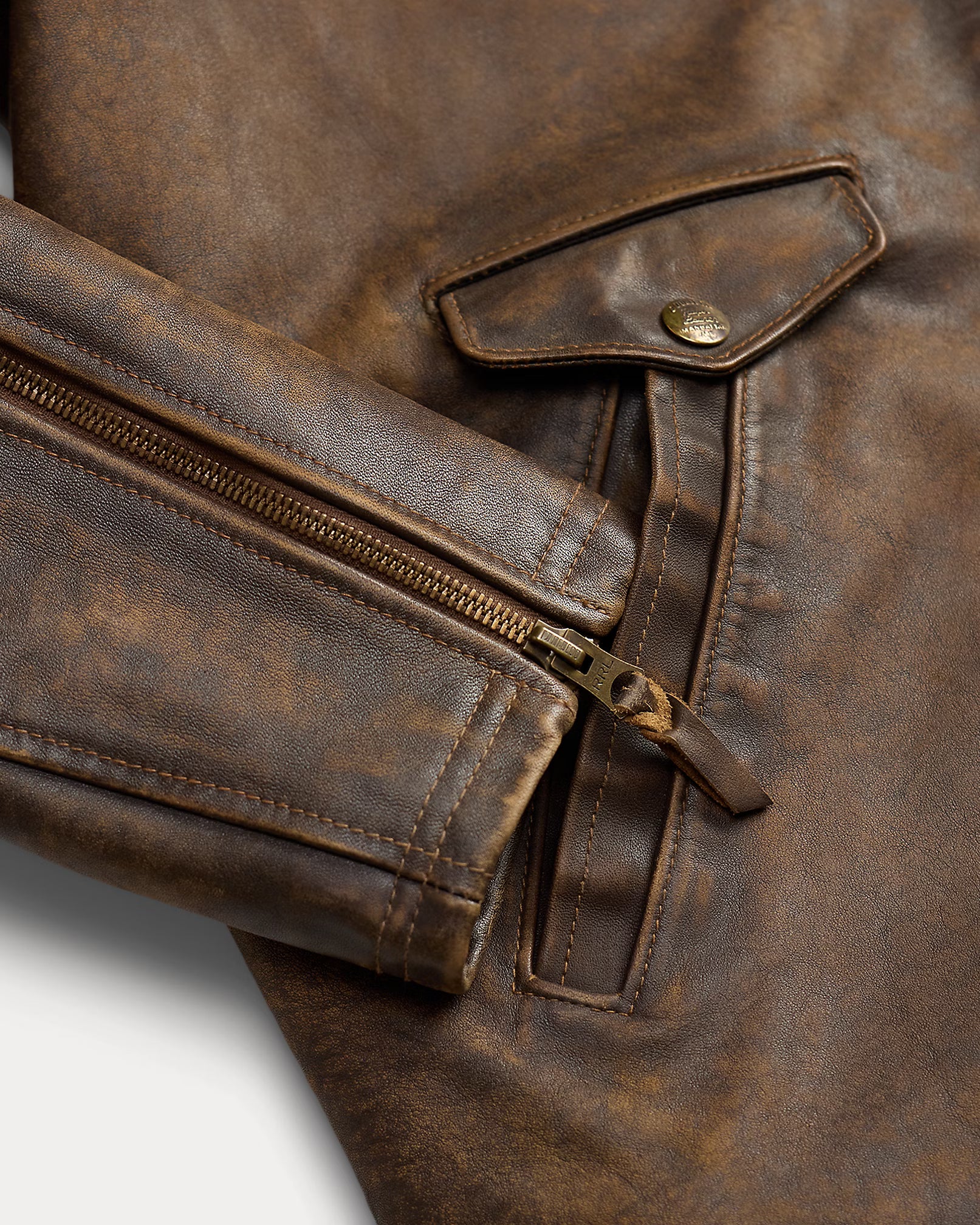RRL Lined Leather Zipper Jacket