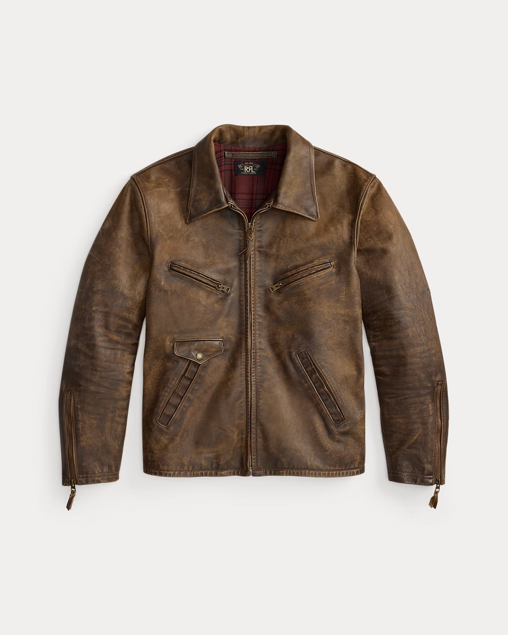 RRL Lined Leather Zipper Jacket