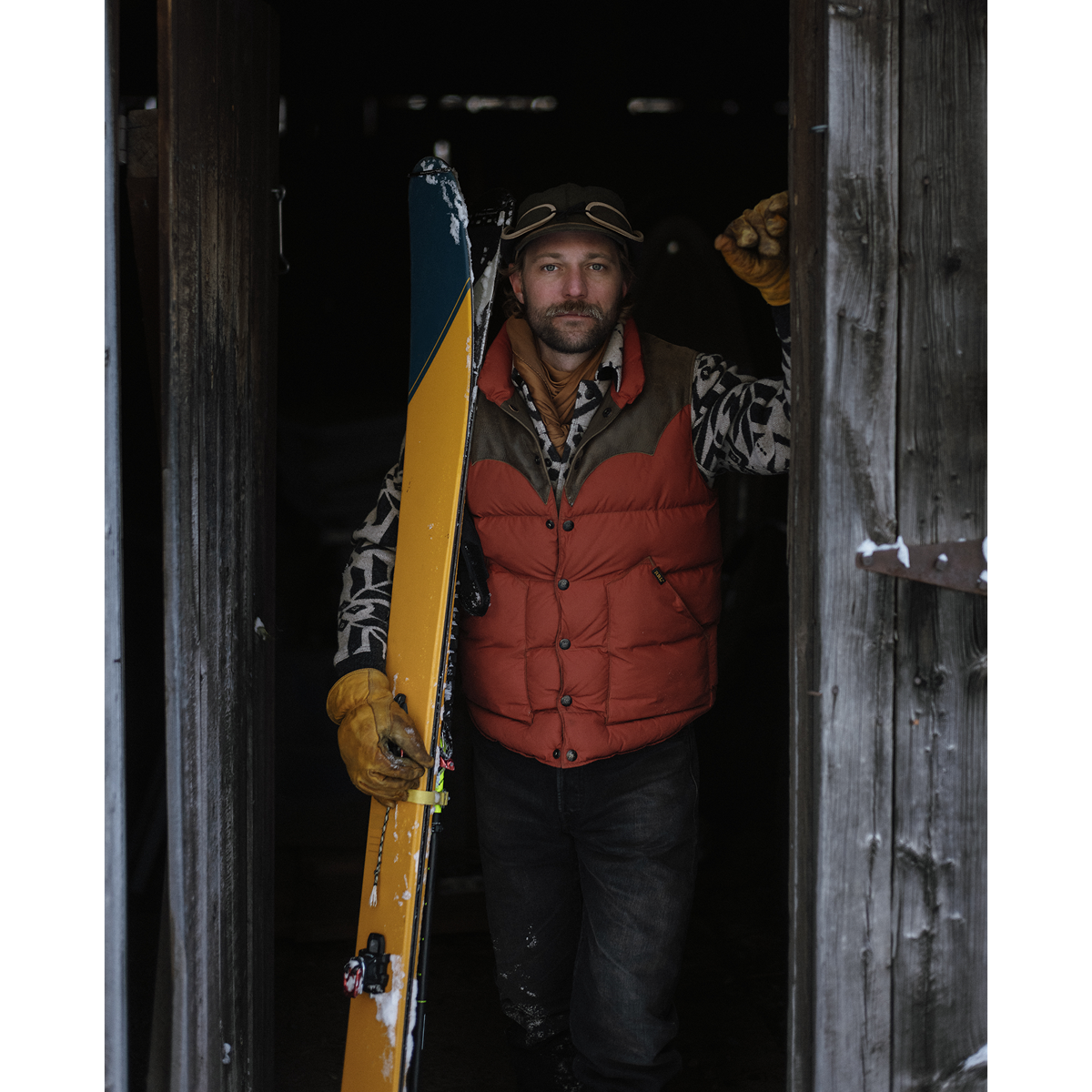 RRL Leather-Yoke Quilted Vest